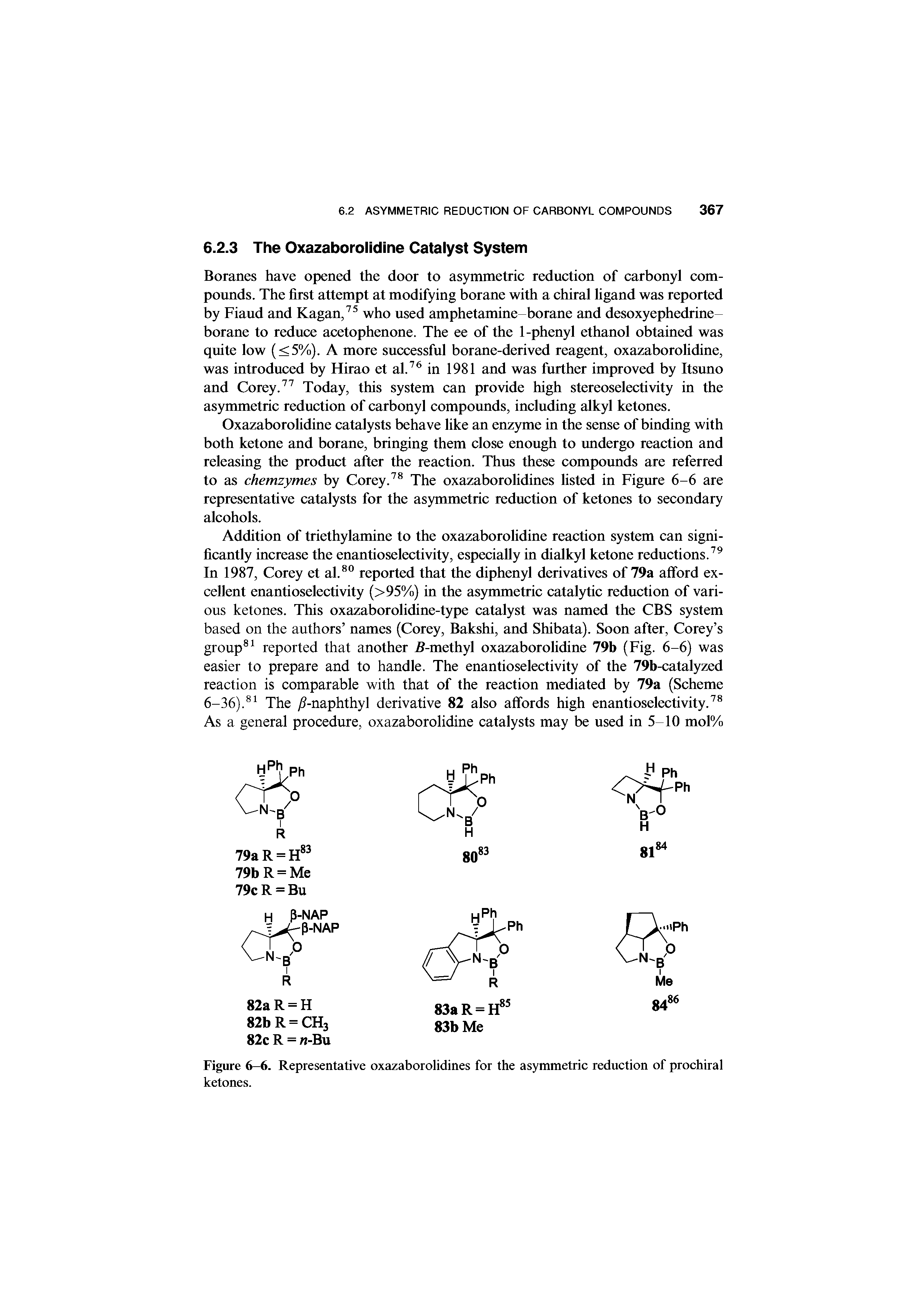 Figure 6-6. Representative oxazaborolidines for the asymmetric reduction of prochiral ketones.