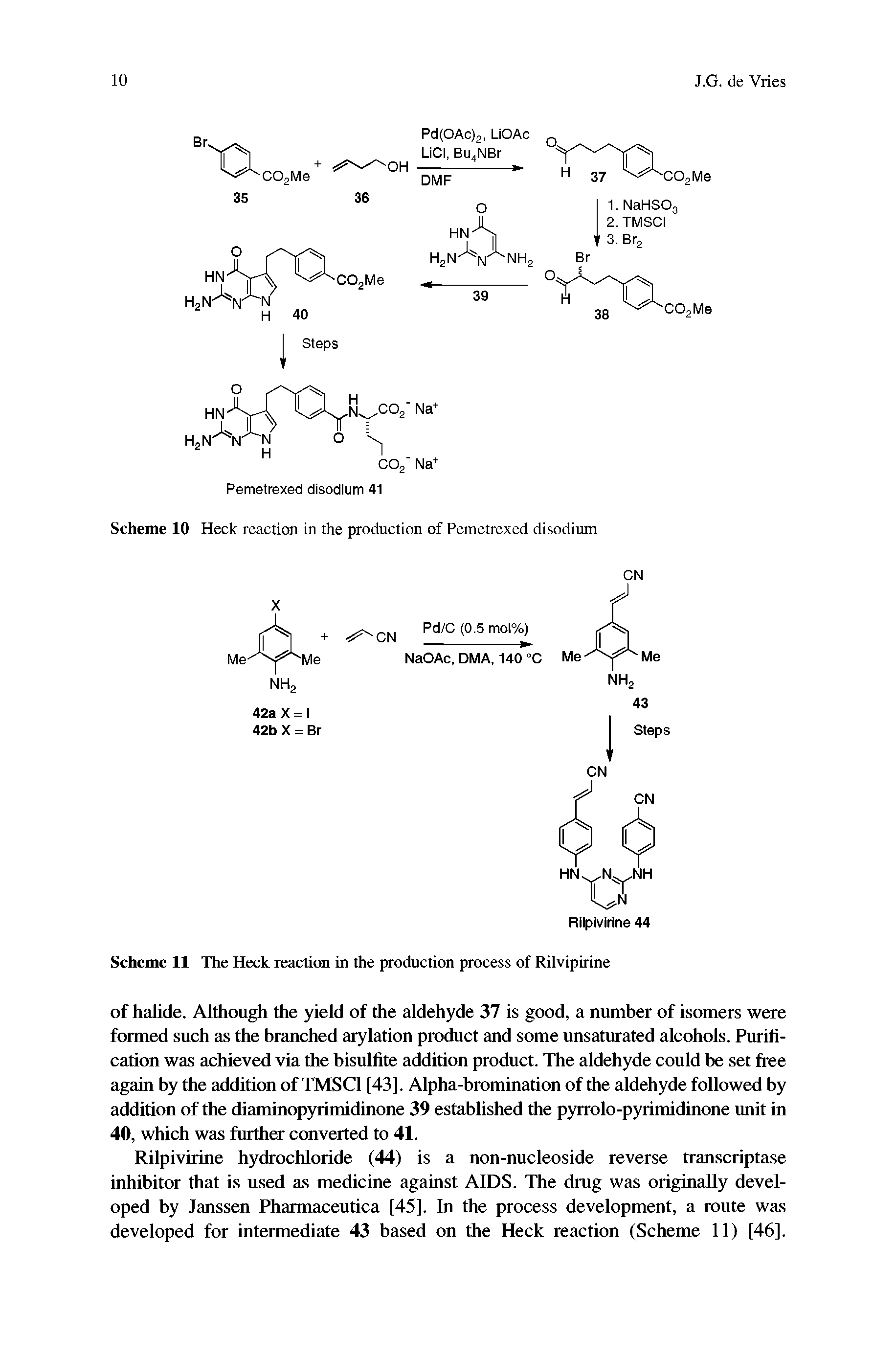 Scheme 10 Heck reaction in the production of Pemetrexed disodium...
