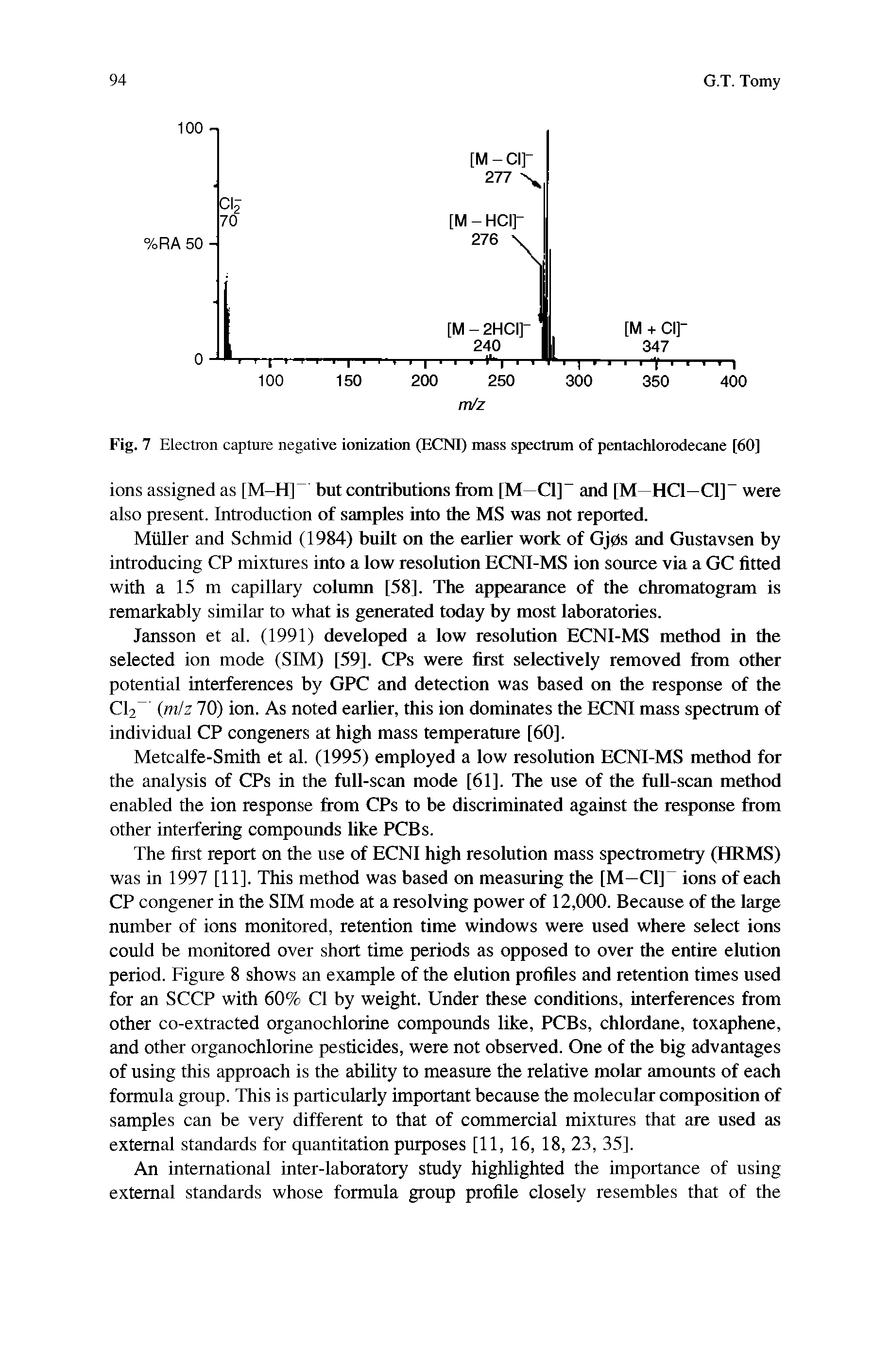 Fig. 7 Electron capture negative ionization (ECNI) mass spectrum of pentachlorodecane [60]...