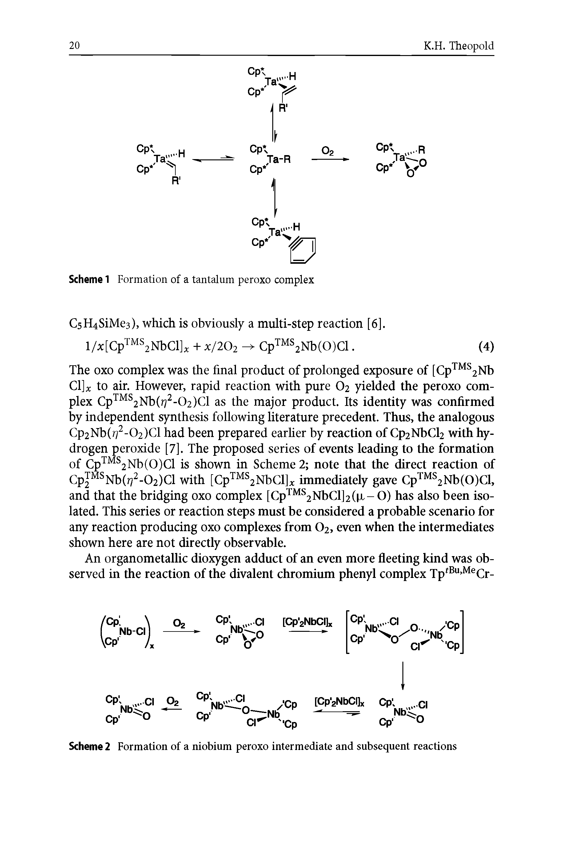 Scheme 2 Formation of a niobium peroxo intermediate and subsequent reactions...