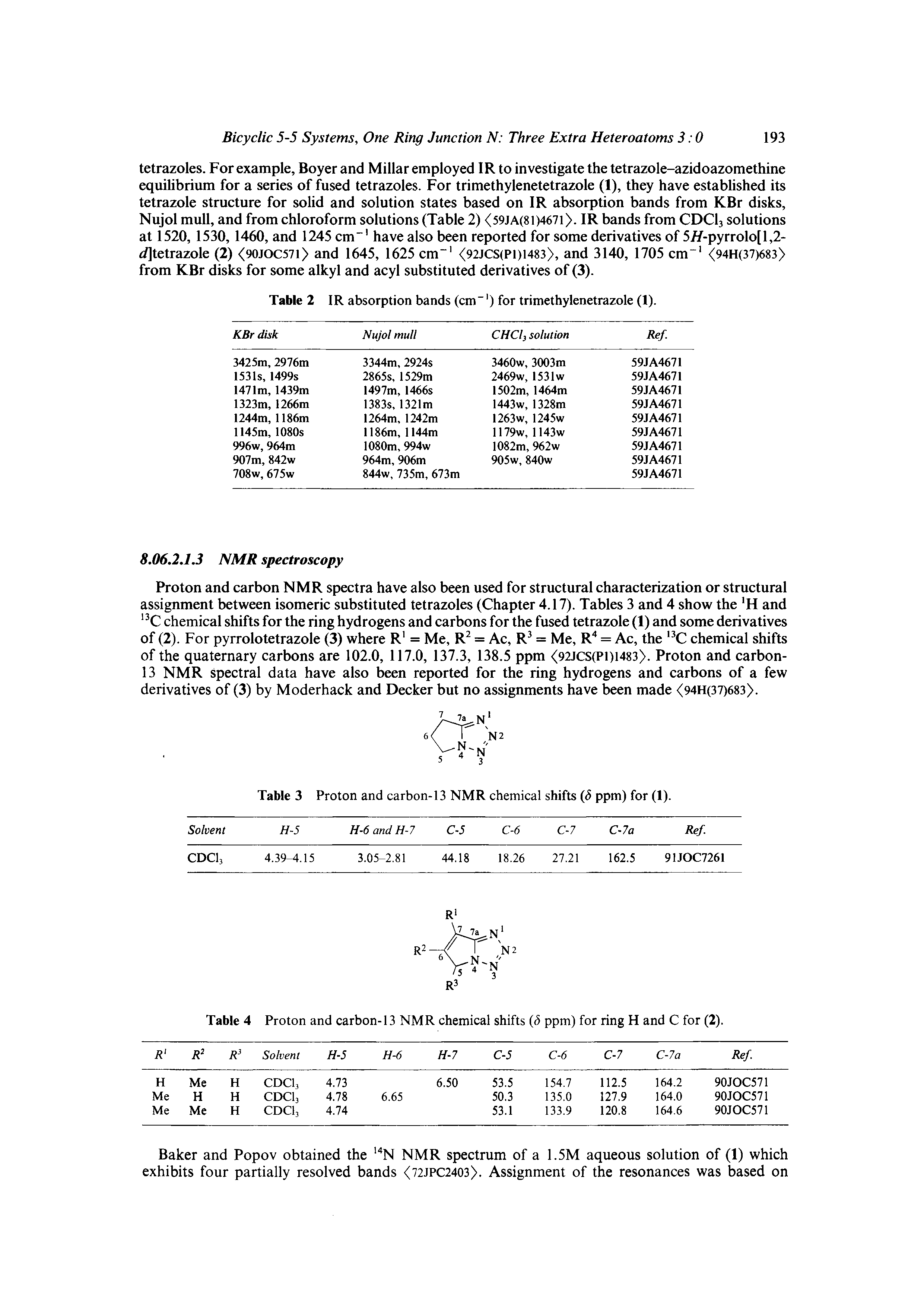 Table 4 Proton and carbon-13 NMR chemical shifts (5 ppm) for ring H and C for (2).