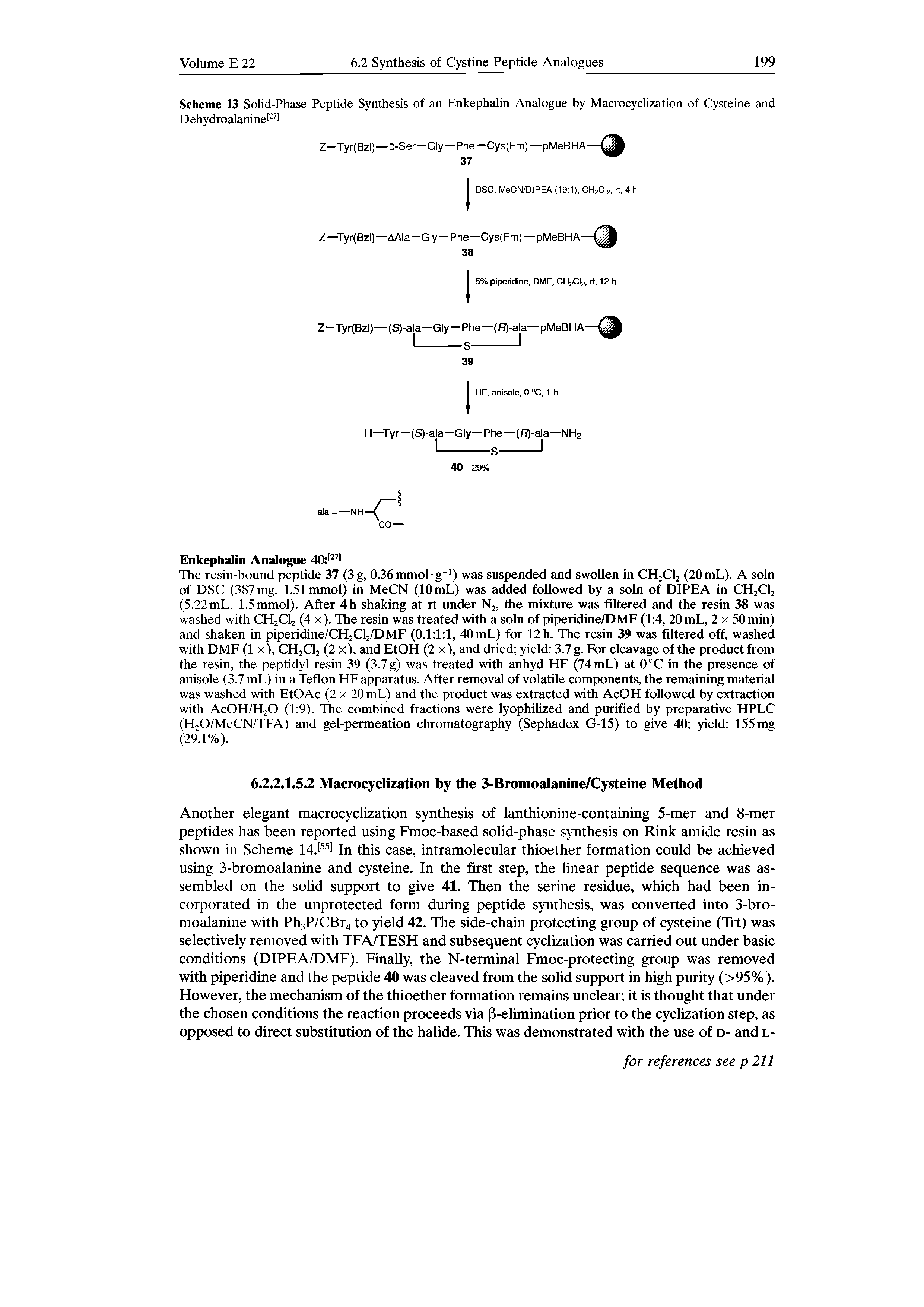 Scheme 13 Solid-Phase Peptide Synthesis of an Enkephalin Analogue by Macrocyclization of Cysteine and Dehydroalaninel271...