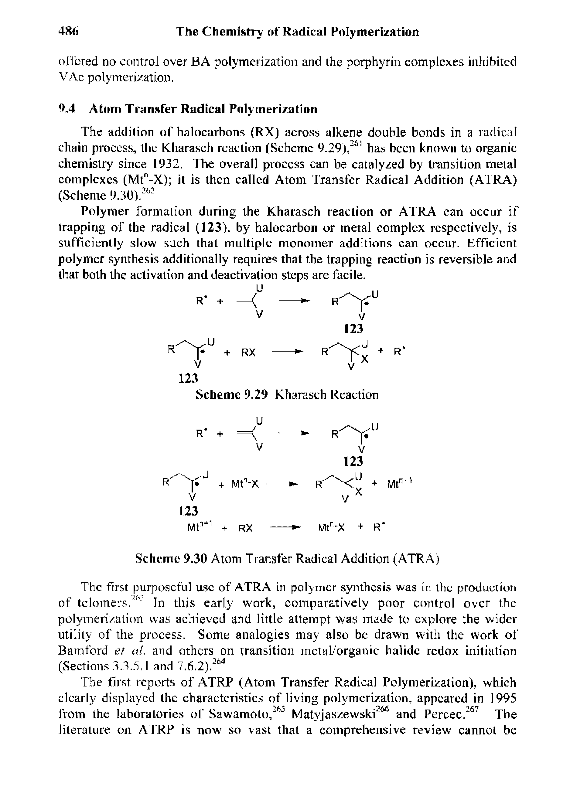 Scheme 9.30 Atom Transfer Radical Addition (ATRA)...