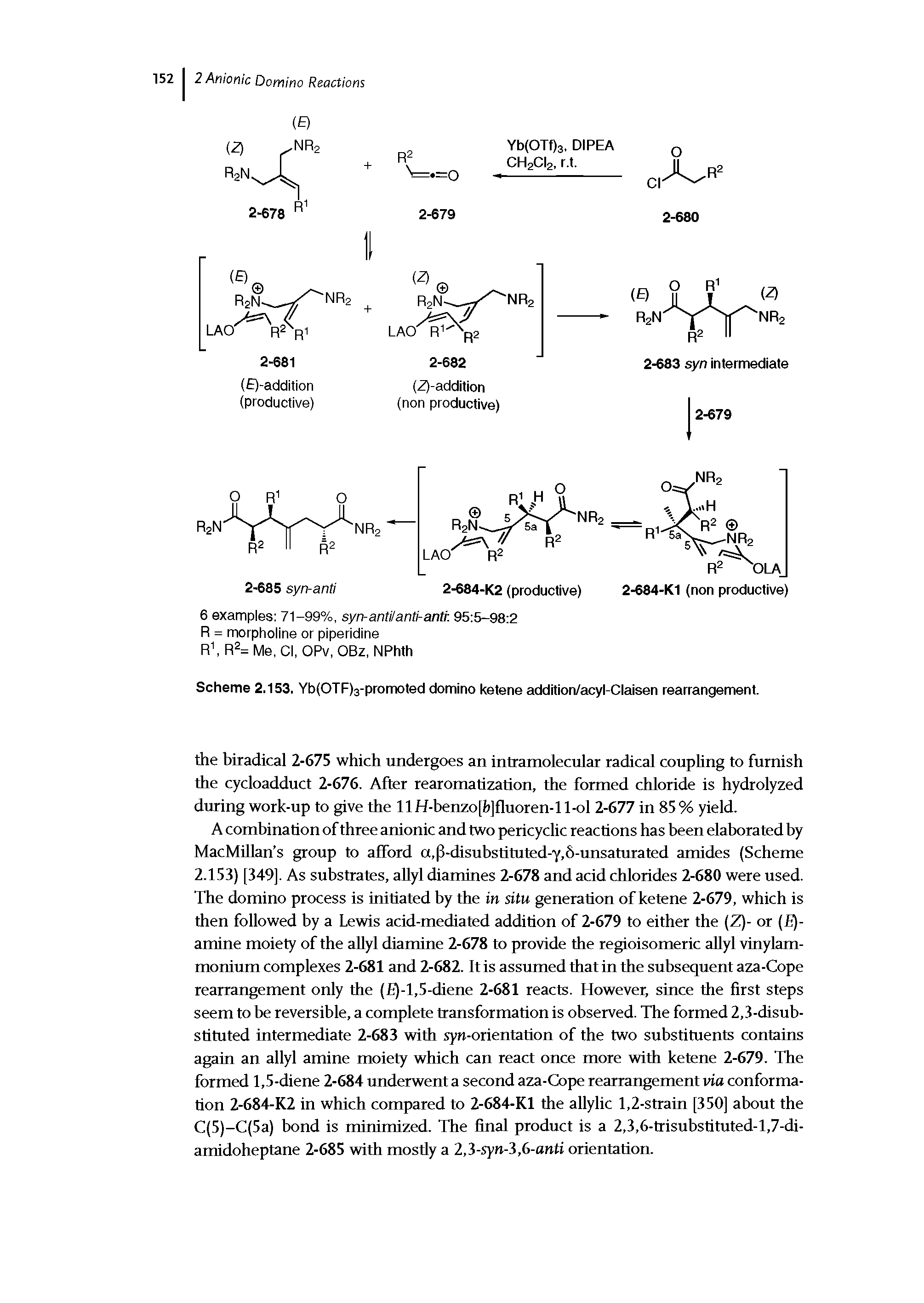 Scheme 2.153. Yb(OTF)3-promoted domino ketene addition/acyl-Claisen rearrangement.