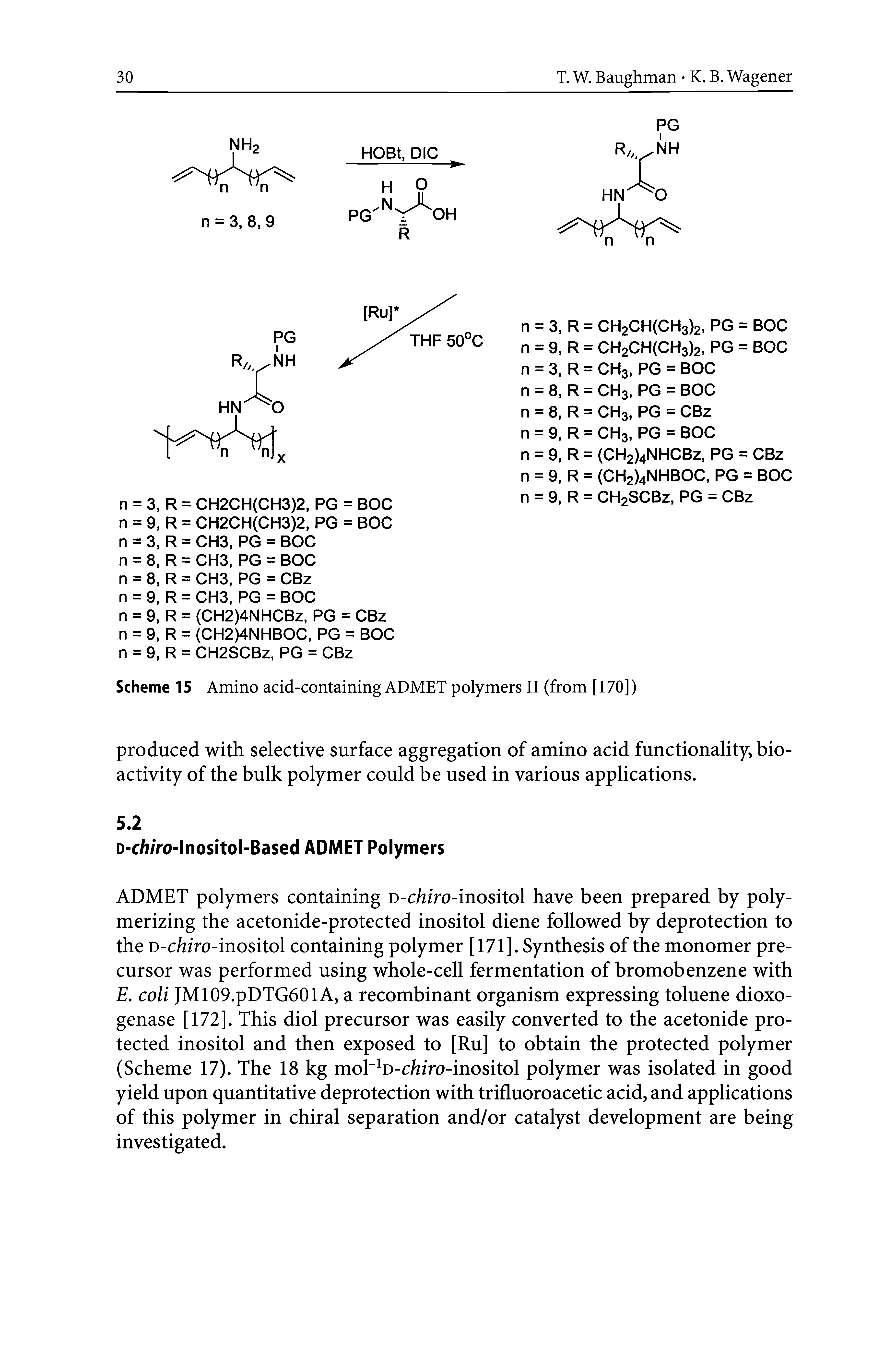 Scheme 15 Amino acid-containing ADMET polymers II (from [170])...