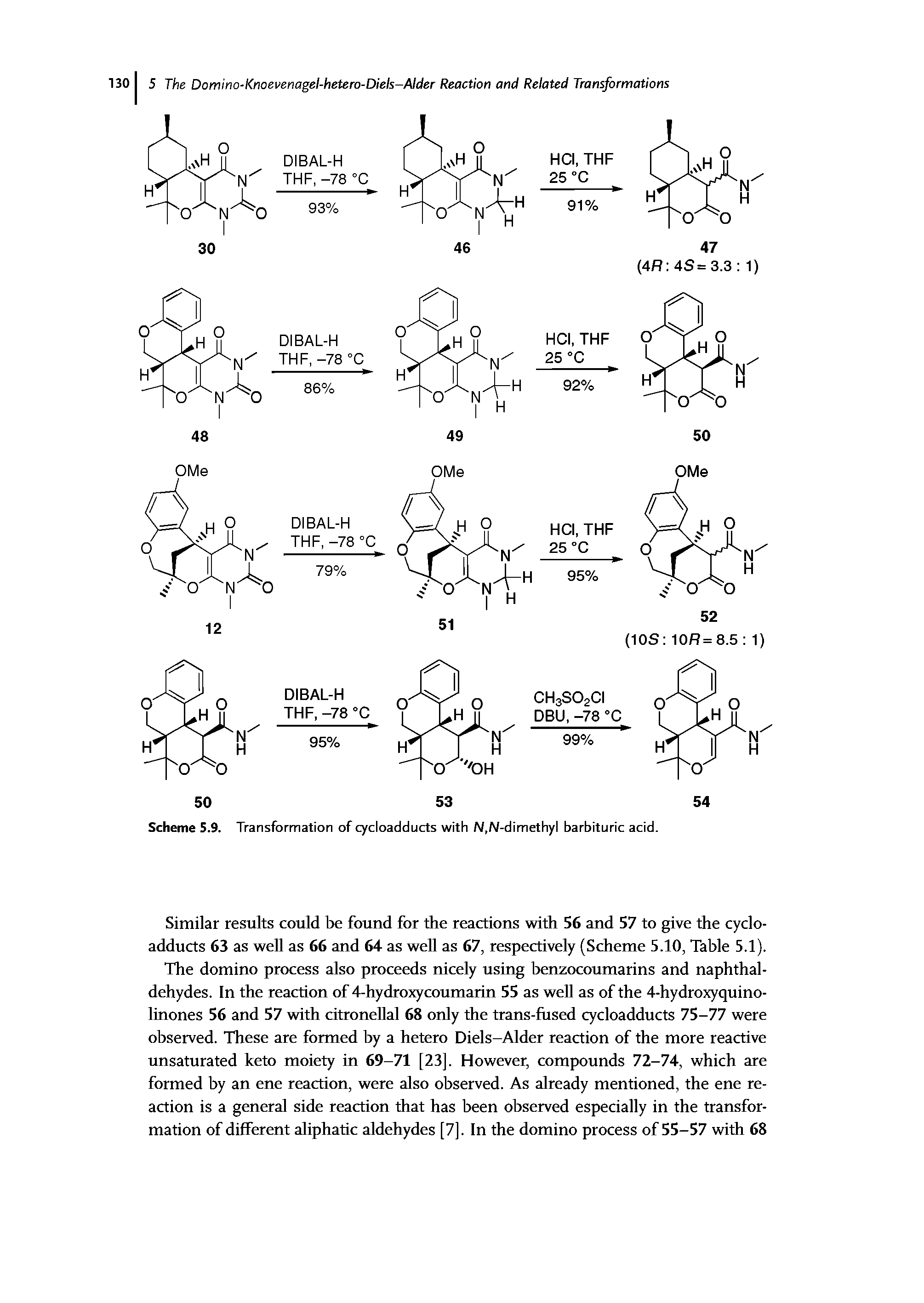 Scheme 5.9. Transformation of cycloadducts with N,N-dimethyl barbituric acid.