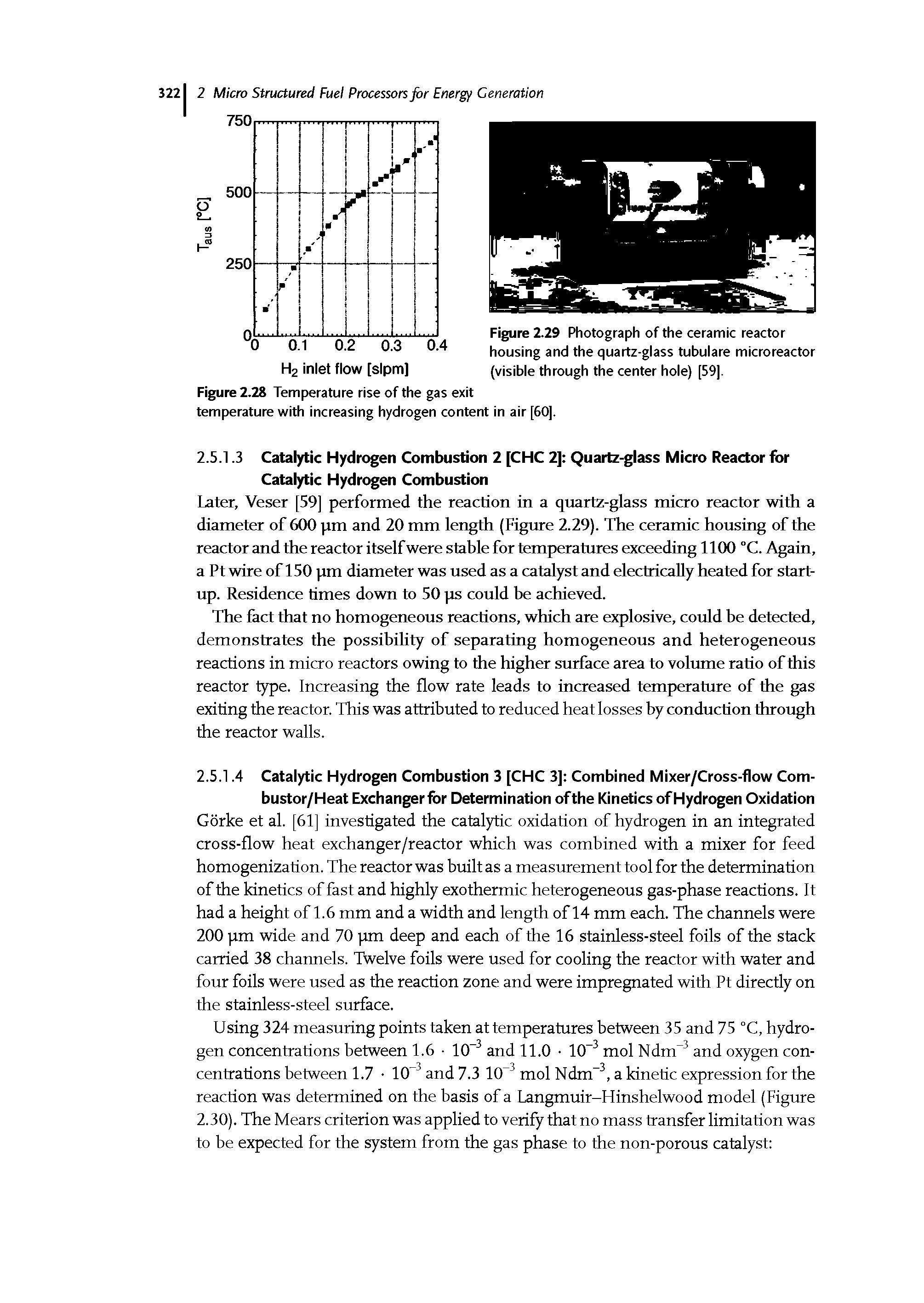 Figure 2.29 Photograph of the ceramic reactor housing and the quartz-glass tubulare microreactor (visible through the center hole) [59].