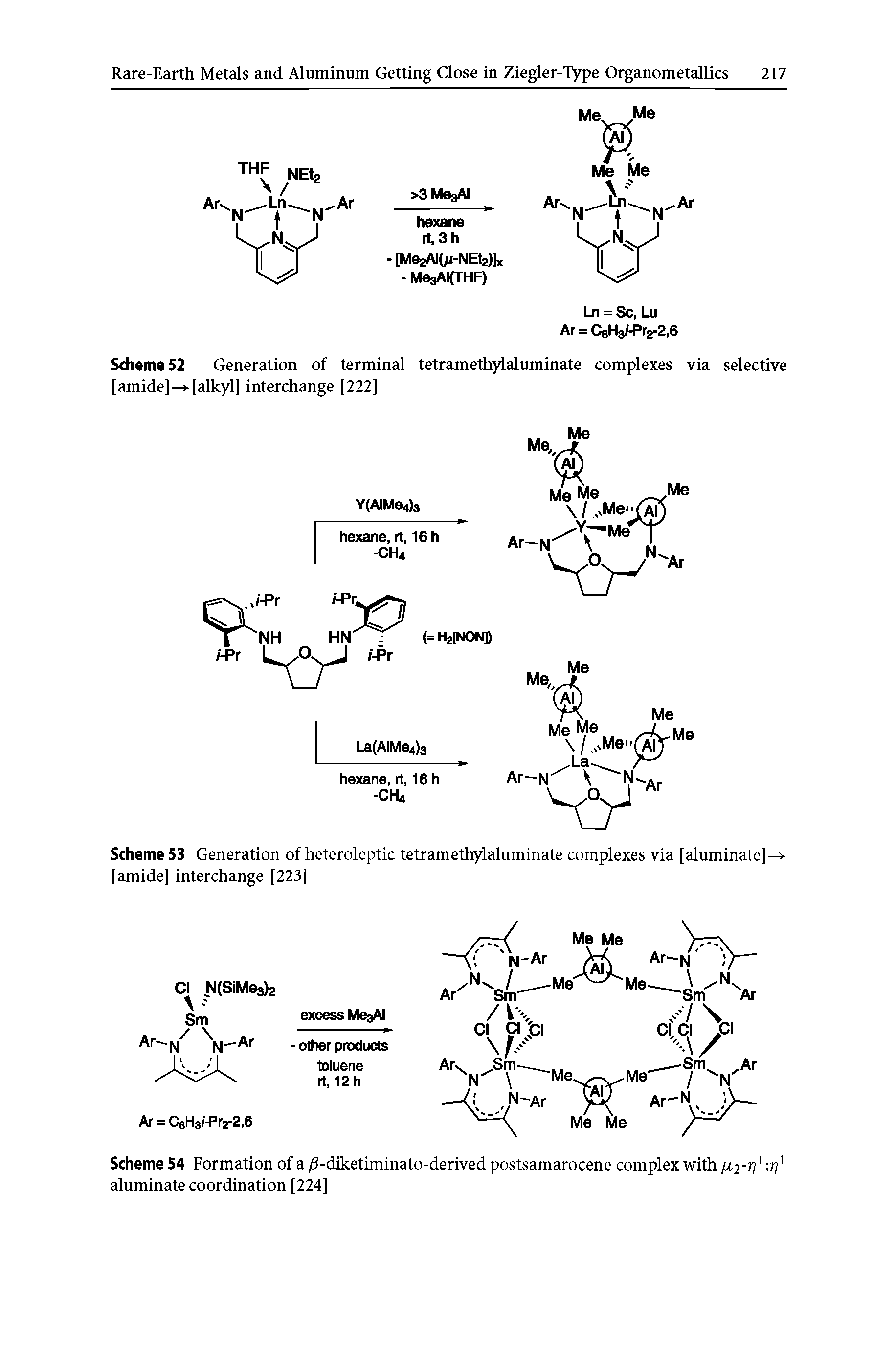 Scheme 53 Generation of heteroleptic tetramethylaluminate complexes via [aluminate] [amide] interchange [223]...