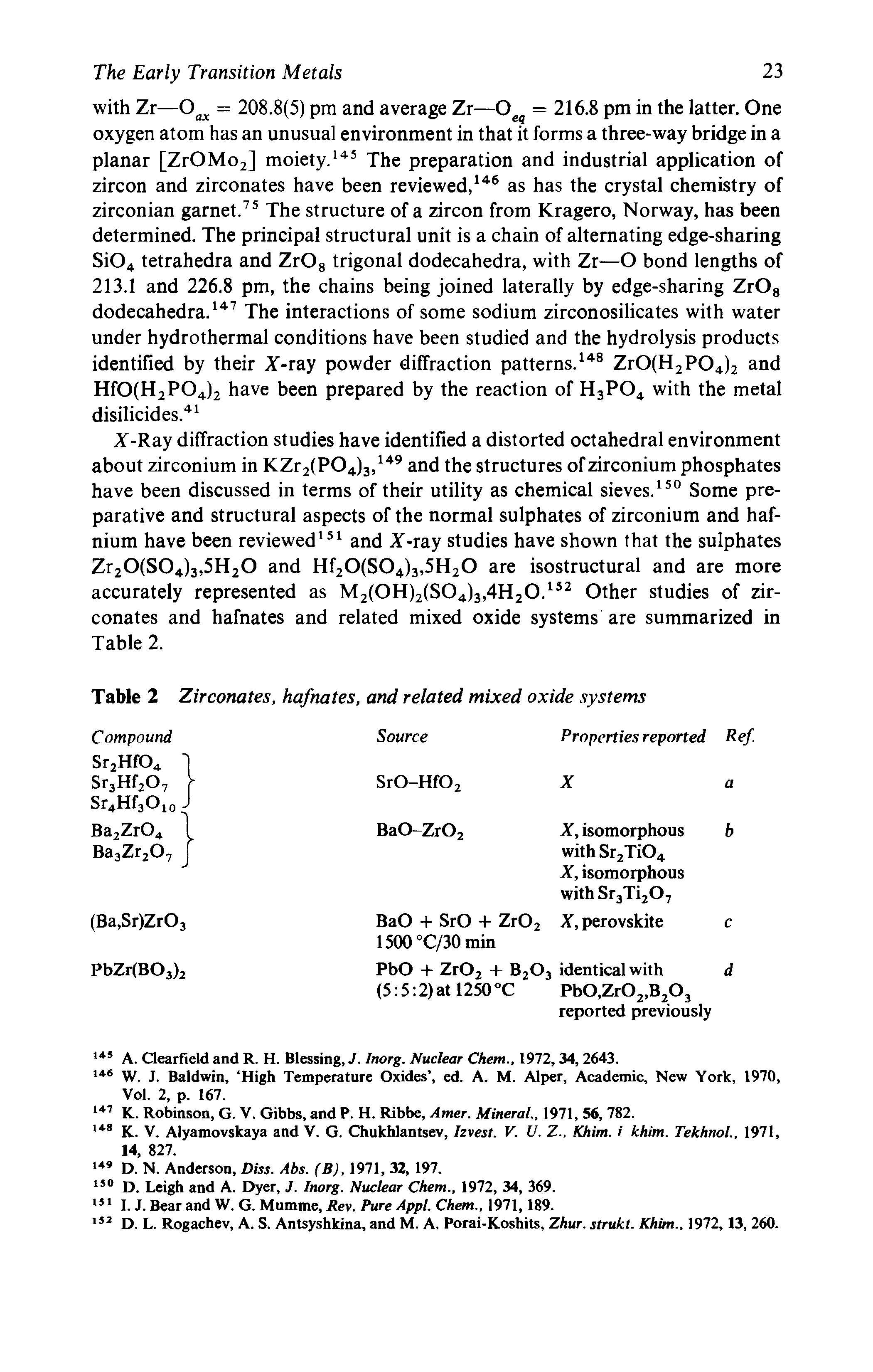 Table 2 Zirconates, hafnates, and related mixed oxide systems...