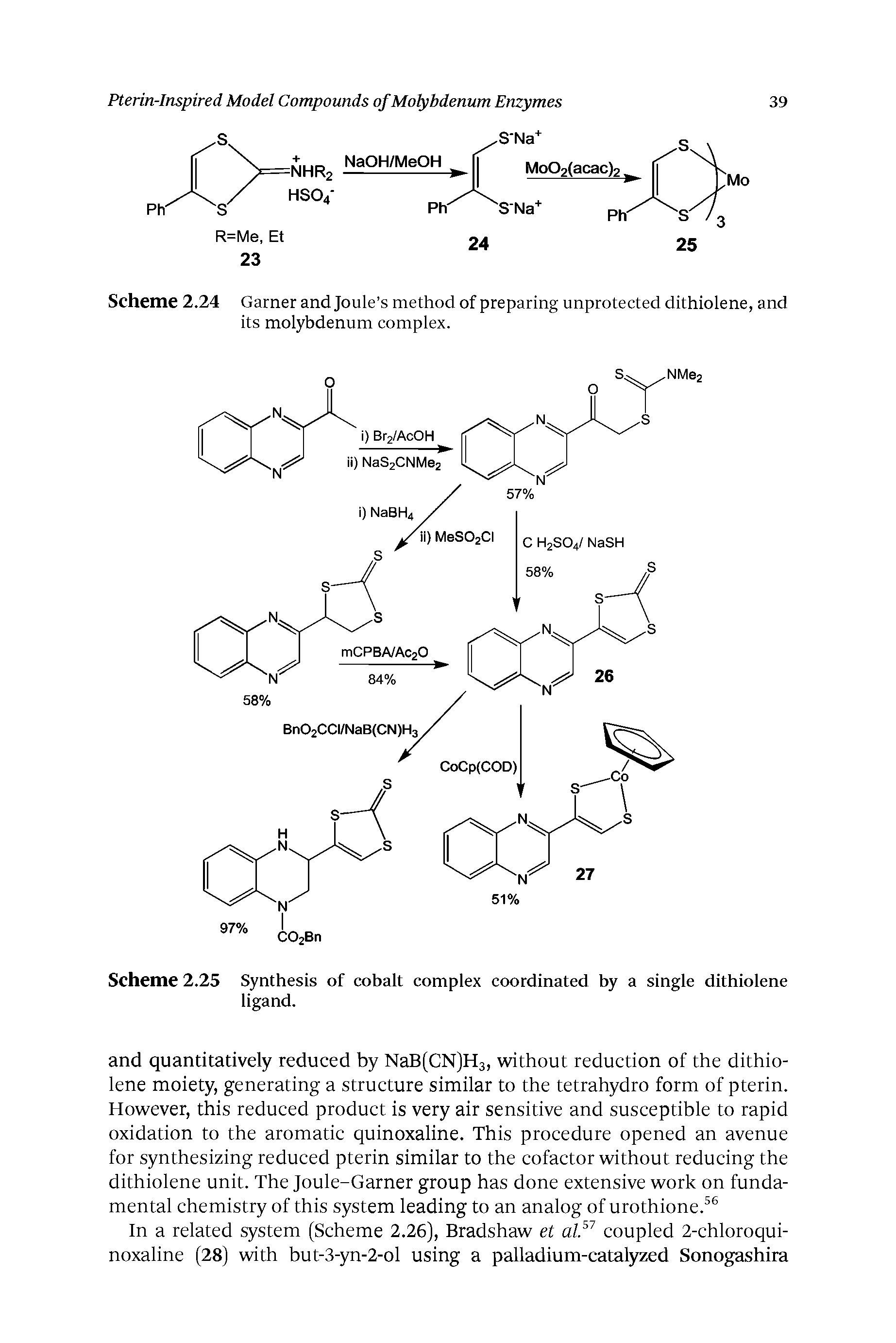 Scheme 2.25 Synthesis of cobalt complex coordinated by a single dithiolene ligand.