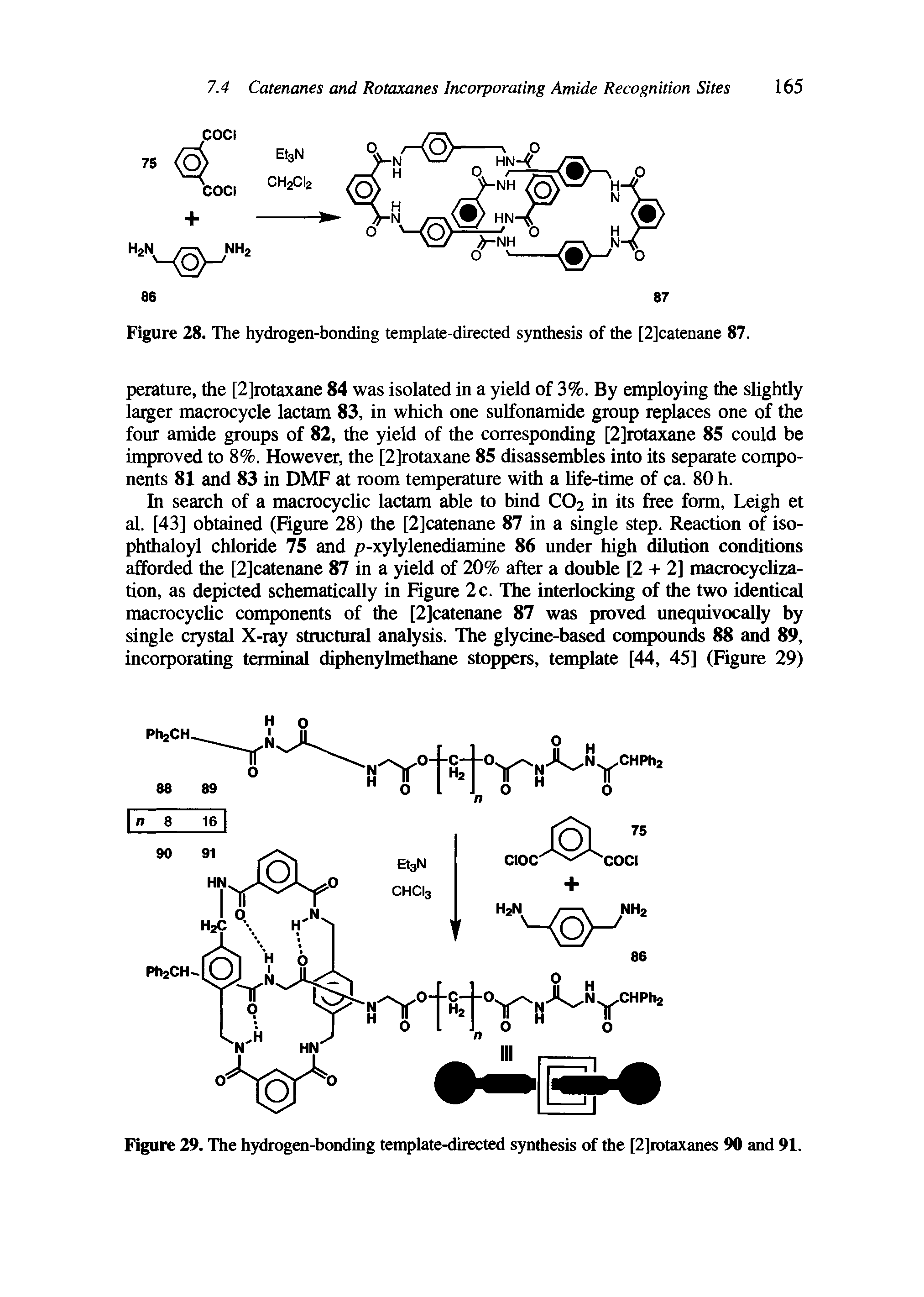 Figure 28. The hydrogen-bonding template-directed synthesis of the [2]catenane 87.