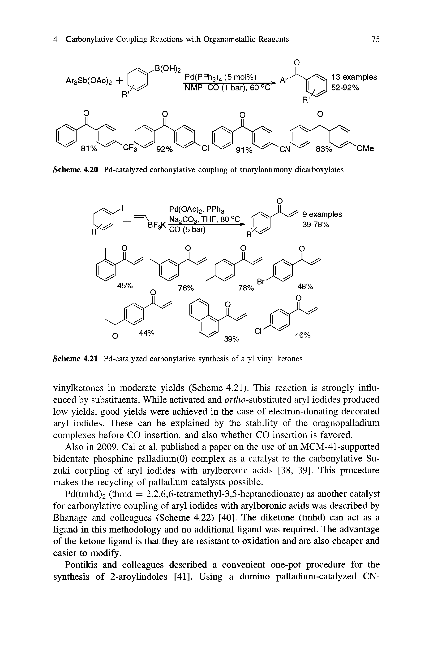 Scheme 4.21 Pd-catalyzed carbonylative synthesis of aryl vinyl ketones...