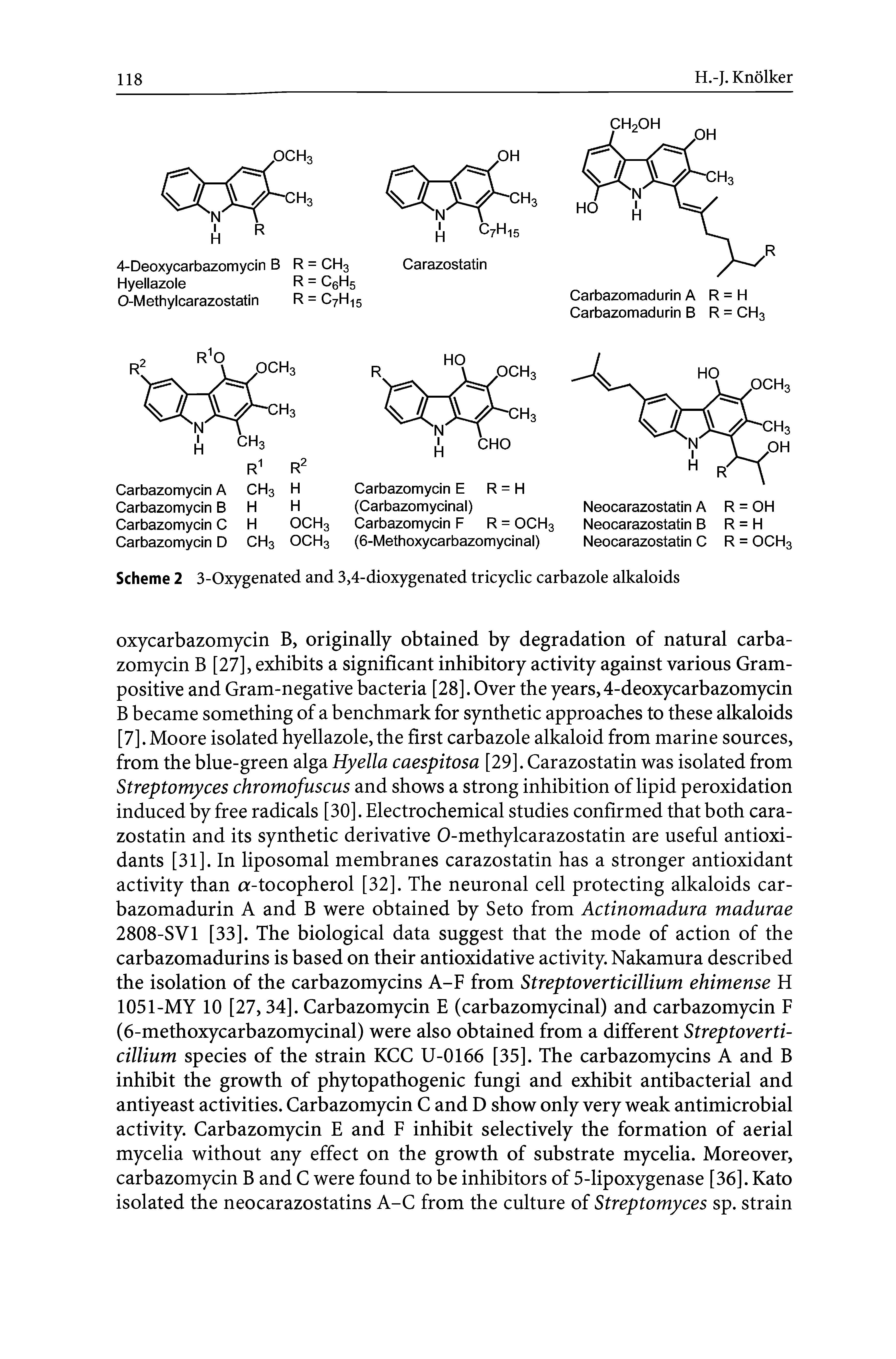 Scheme 2 3-Oxygenated and 3,4-dioxygenated tricyclic carbazole alkaloids...