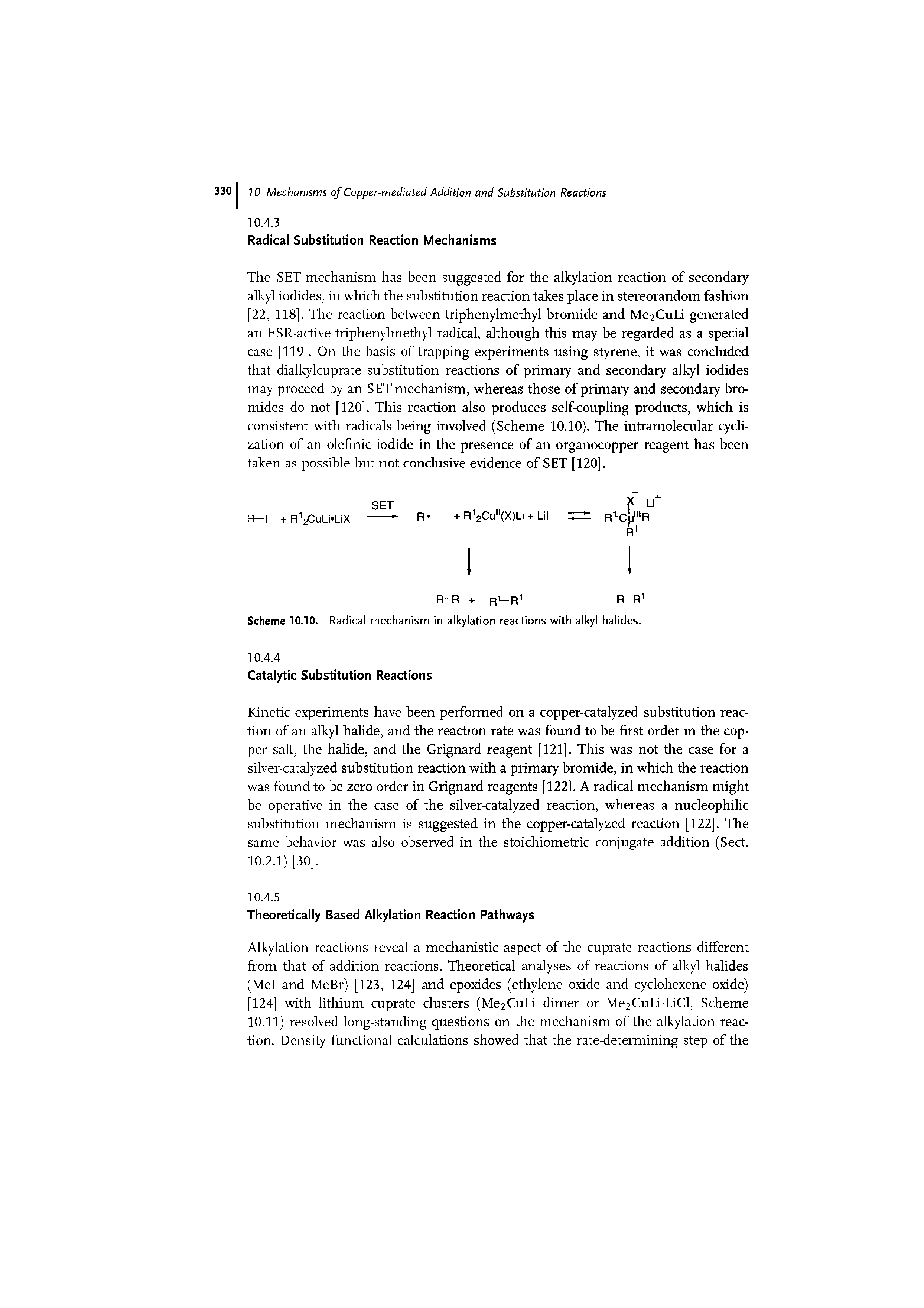 Scheme 10.10. Radical mechanism in alkylation reactions with alkyl halides.