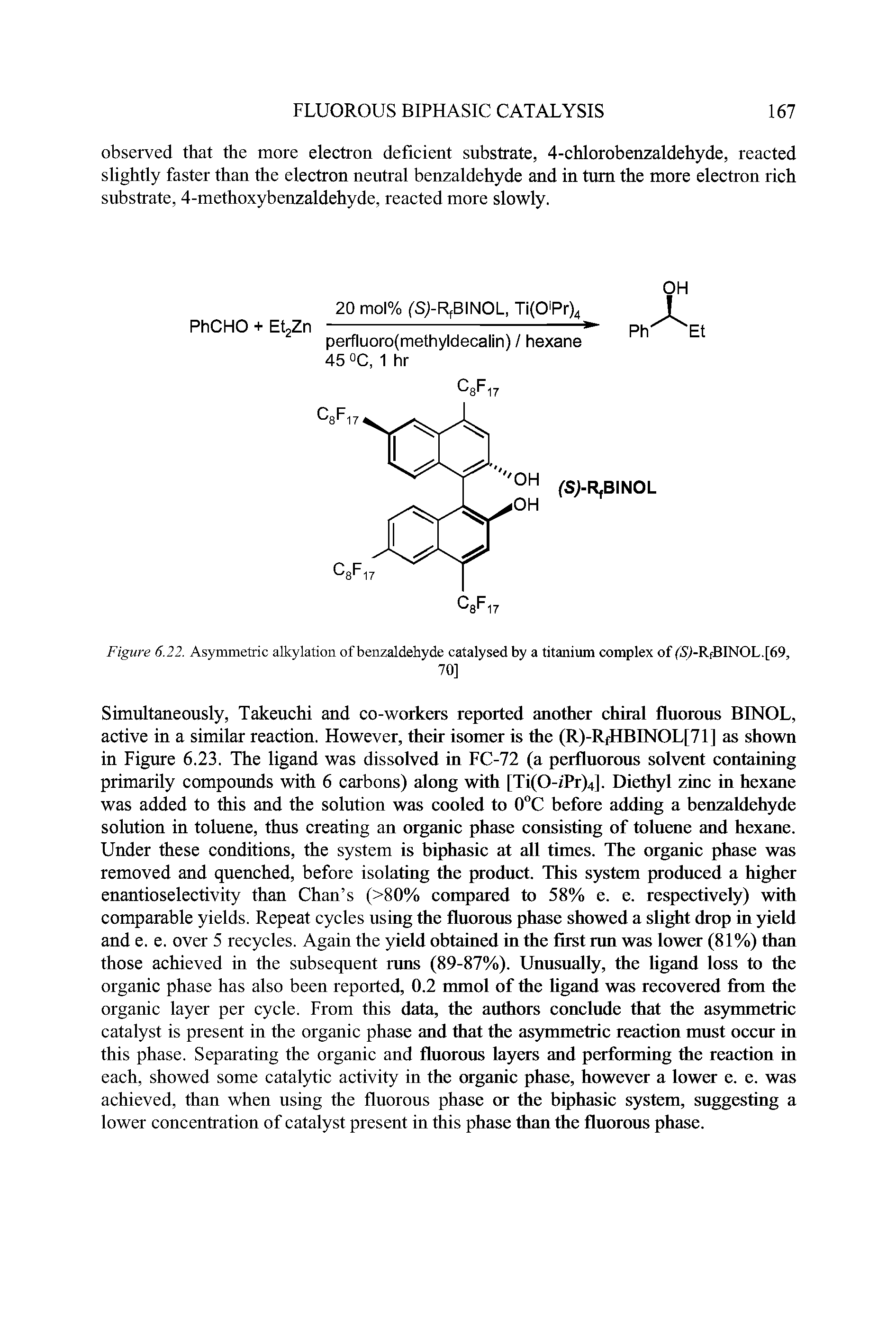 Figure 6.22. Asymmetric alkylation of benzaldehyde catalysed by a titanium complex of (St-RfBINOL.[69,...