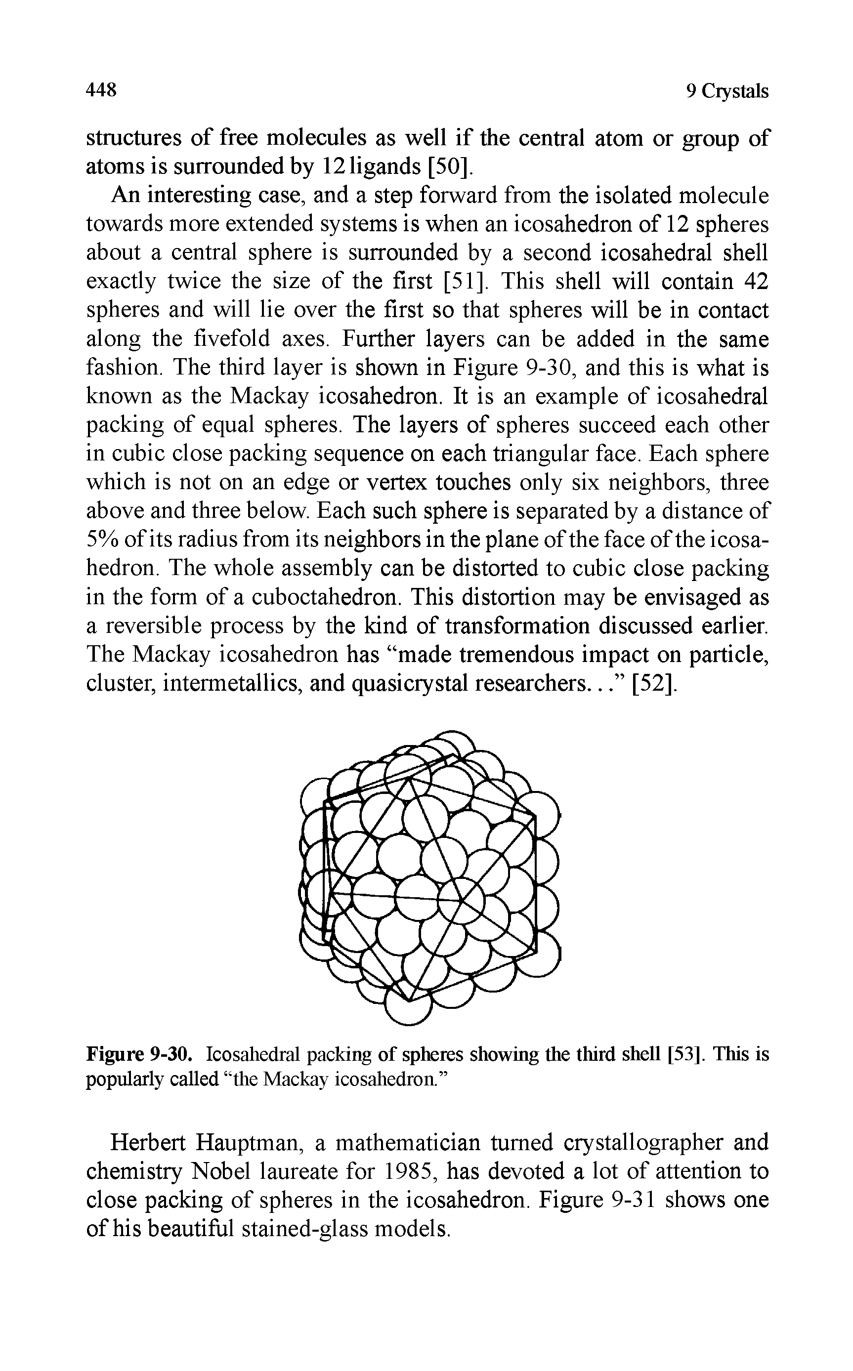 Figure 9-30. Icosahedral packing of spheres showing the third shell [53], This is popularly called the Mackay icosahedron. ...