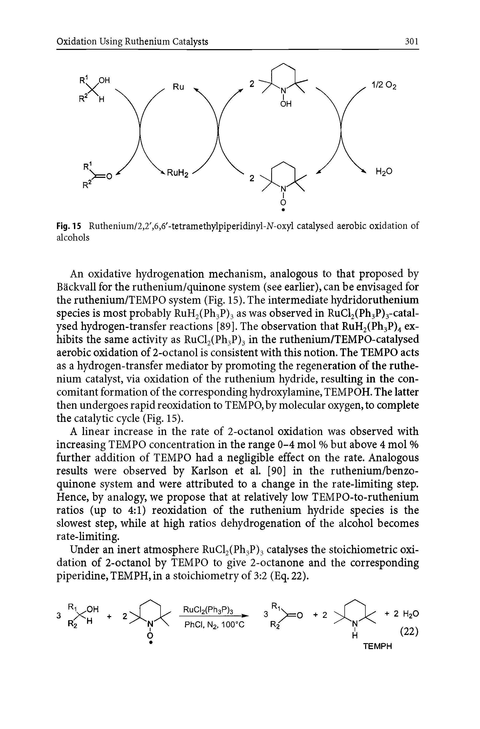 Fig. 15 Ruthenium/2,2, 6,6 -tetramethylpiperidinyl-Ar-oxyl catalysed aerobic oxidation of alcohols...