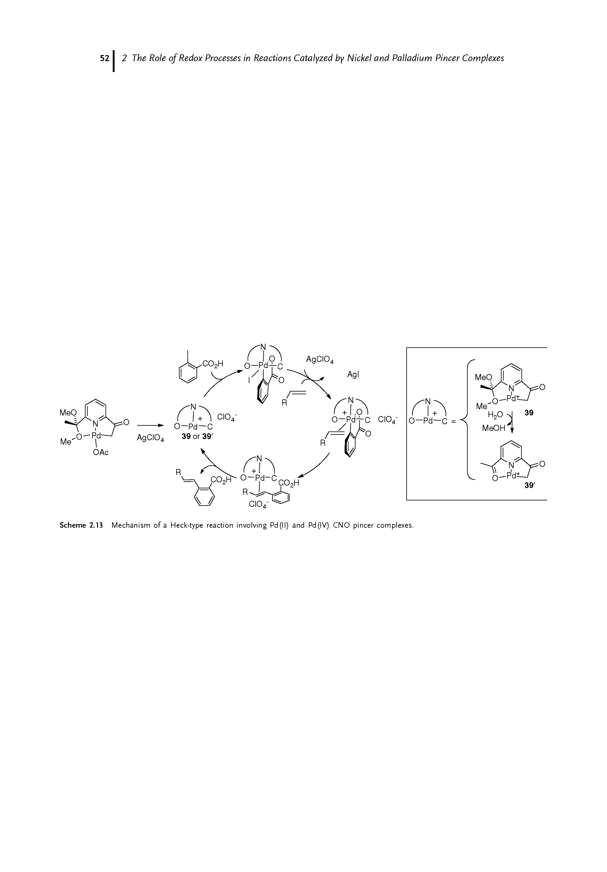 Scheme 2.13 Mechanism of a Heck-type reaction involving Pd(ll) and Pd(IV) CNO pincer complexes.