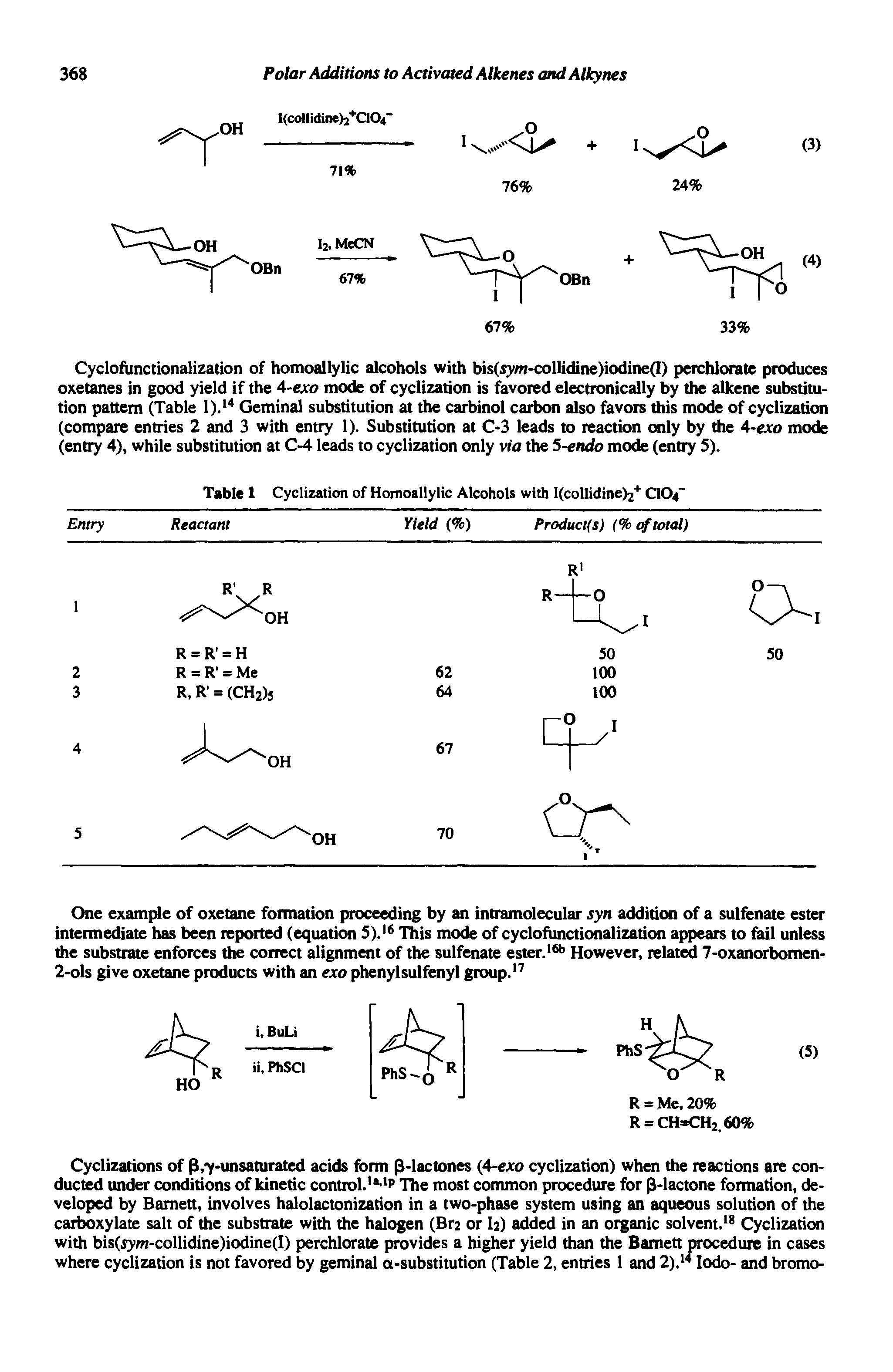 Table 1 Cyclization of Homoallylic Alcohols with I(colIidine)2+ CIO4 ...