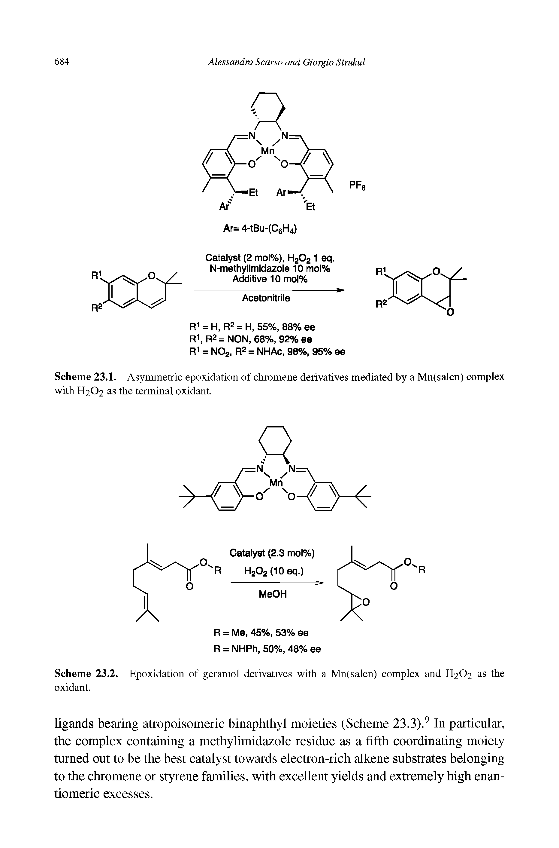 Scheme 23.1. Asymmetric epoxidation of chromene derivatives mediated by a Mn(salen) complex...