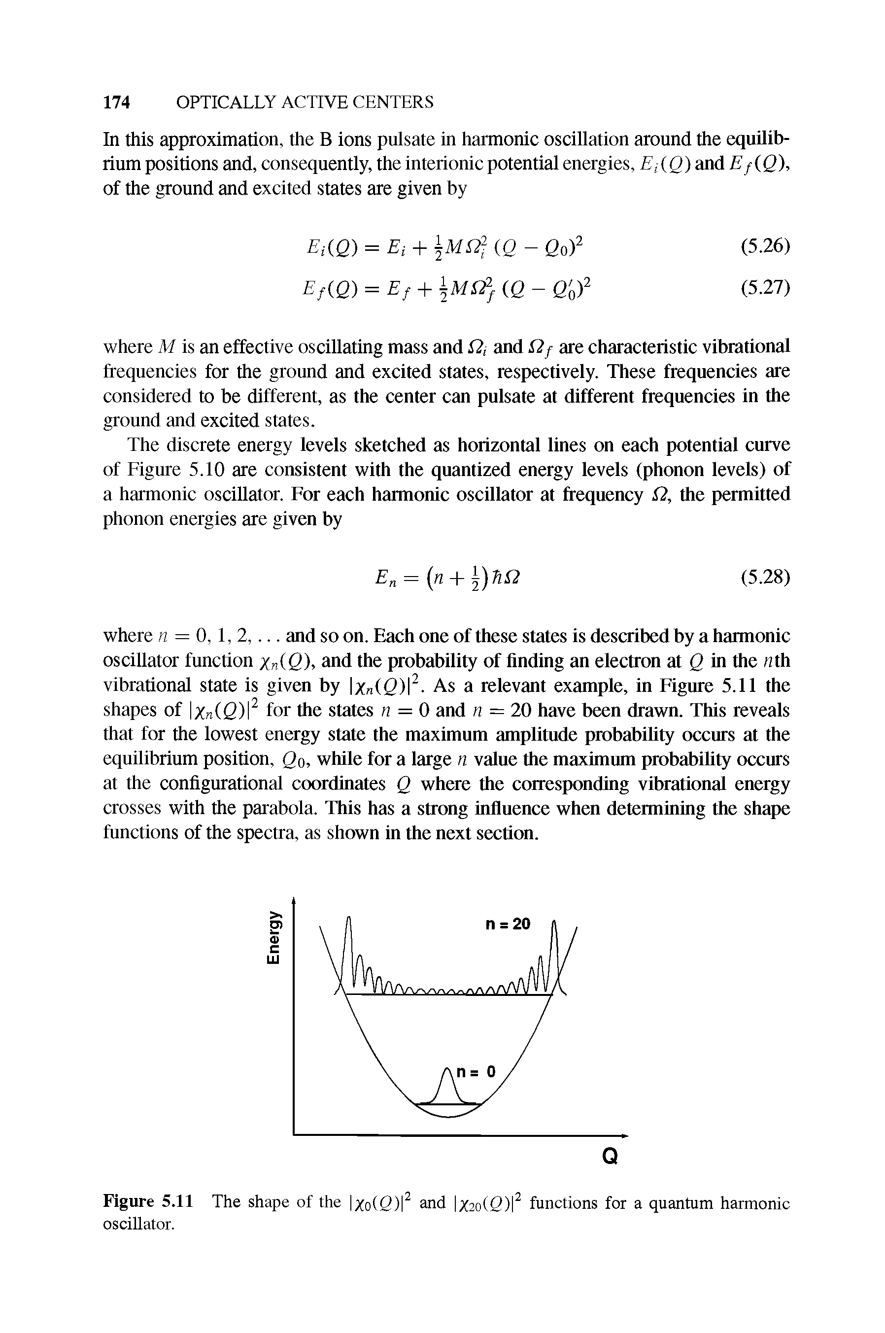 Figure 5.11 The shape of the lxo(2)l and x2o(Q) functions for a quantum harmonic oscillator.