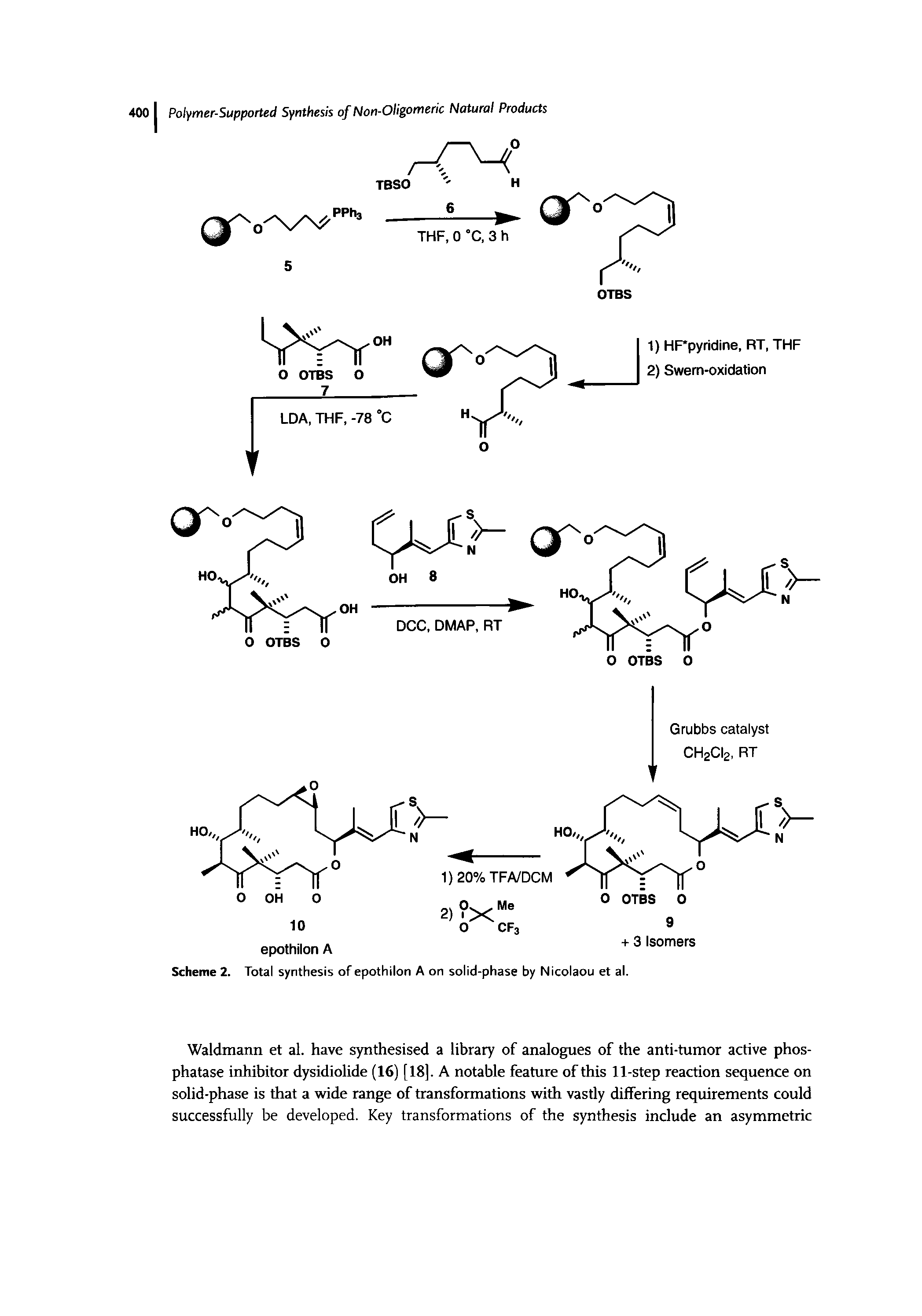 Scheme 2. Total synthesis of epothilon A on solid-phase by Nicolaou et al.