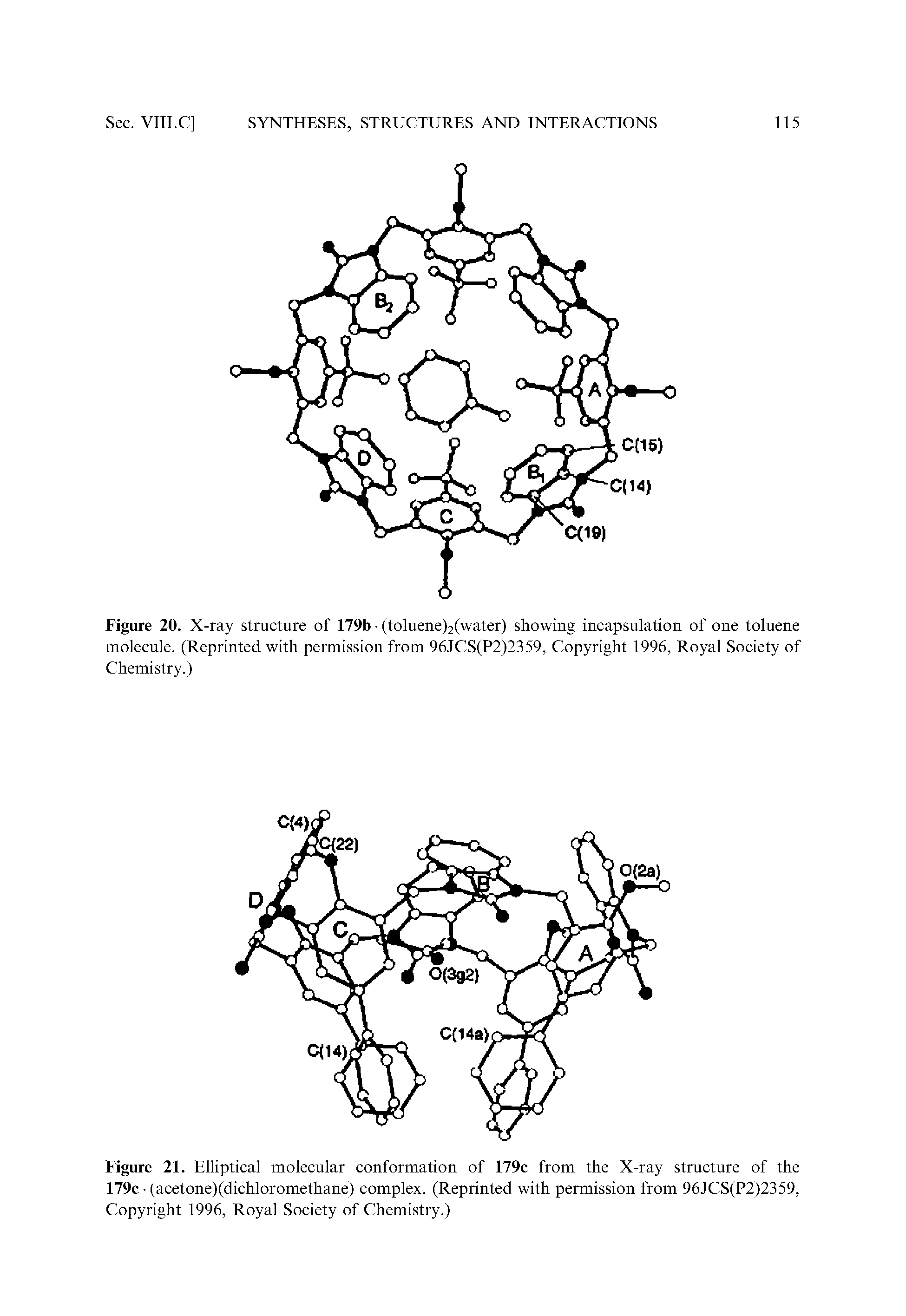 Figure 21. Elliptical molecular conformation of 179c from the X-ray structure of the 179c (acetone)(dichloromethane) complex. (Reprinted with permission from 96JCS(P2)2359, Copyright 1996, Royal Society of Chemistry.)...
