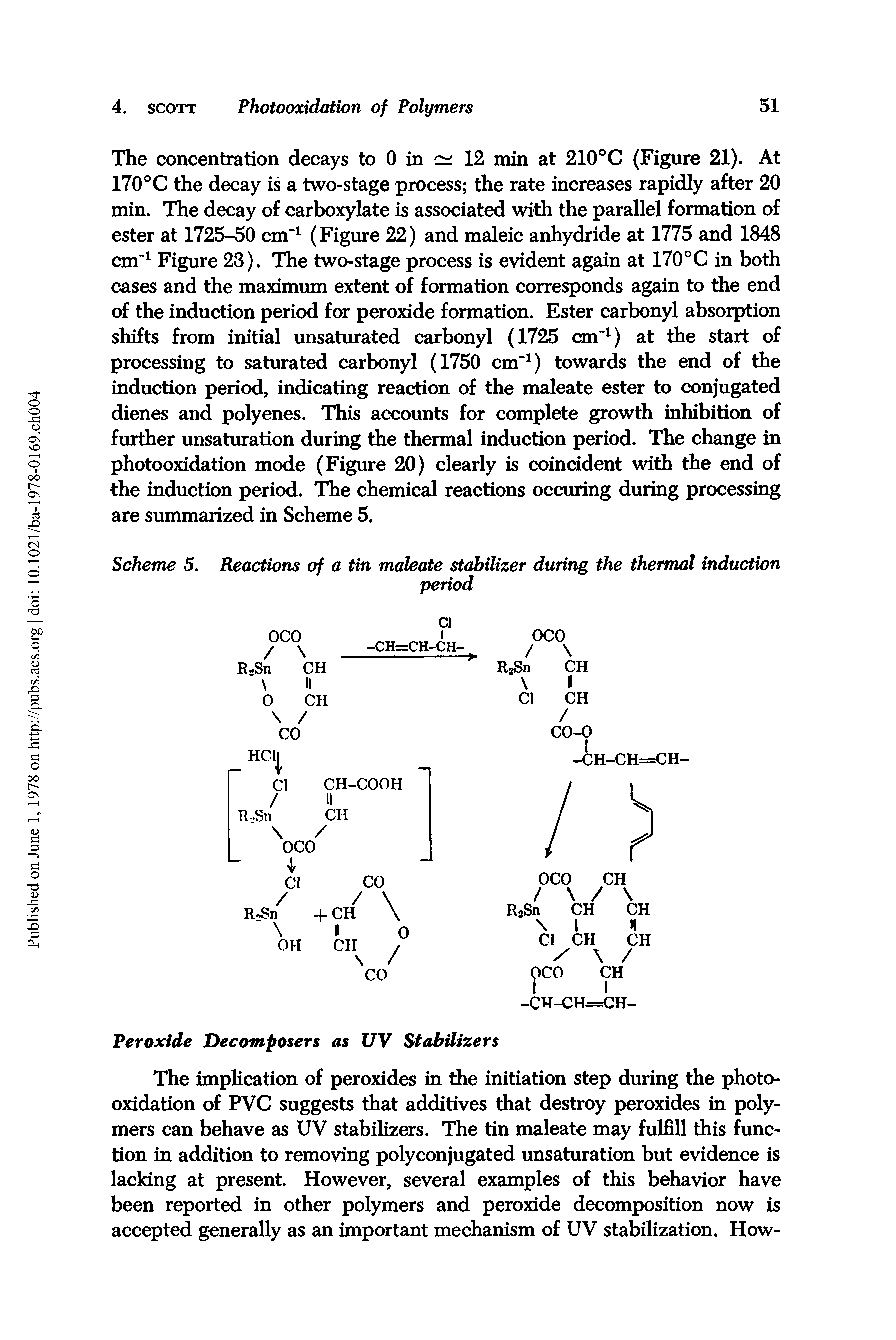 Scheme 5. Reactions of a tin maleate stabilizer during the thermal induction...