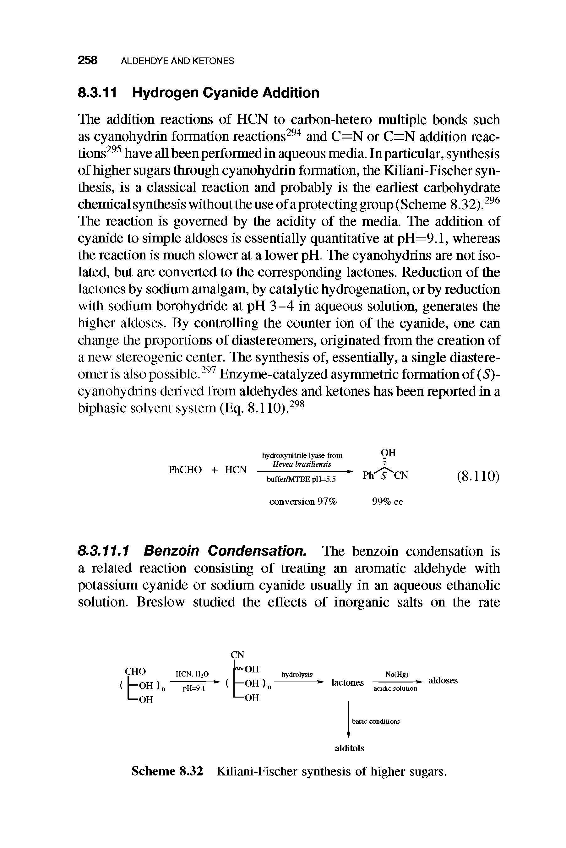 Scheme 8.32 Kiliani-Fischer synthesis of higher sugars.