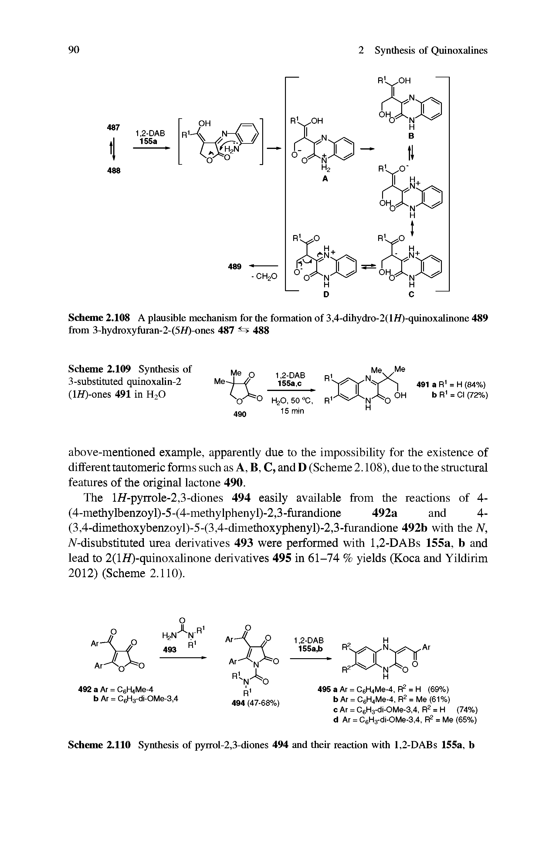 Scheme 2.108 A plausible mechanism for the formation of 3,4-dihydro-2(lff)-quinoxalinone 489 from 3-hydroxyfiiran-2-(5fl)-ones 487 488...