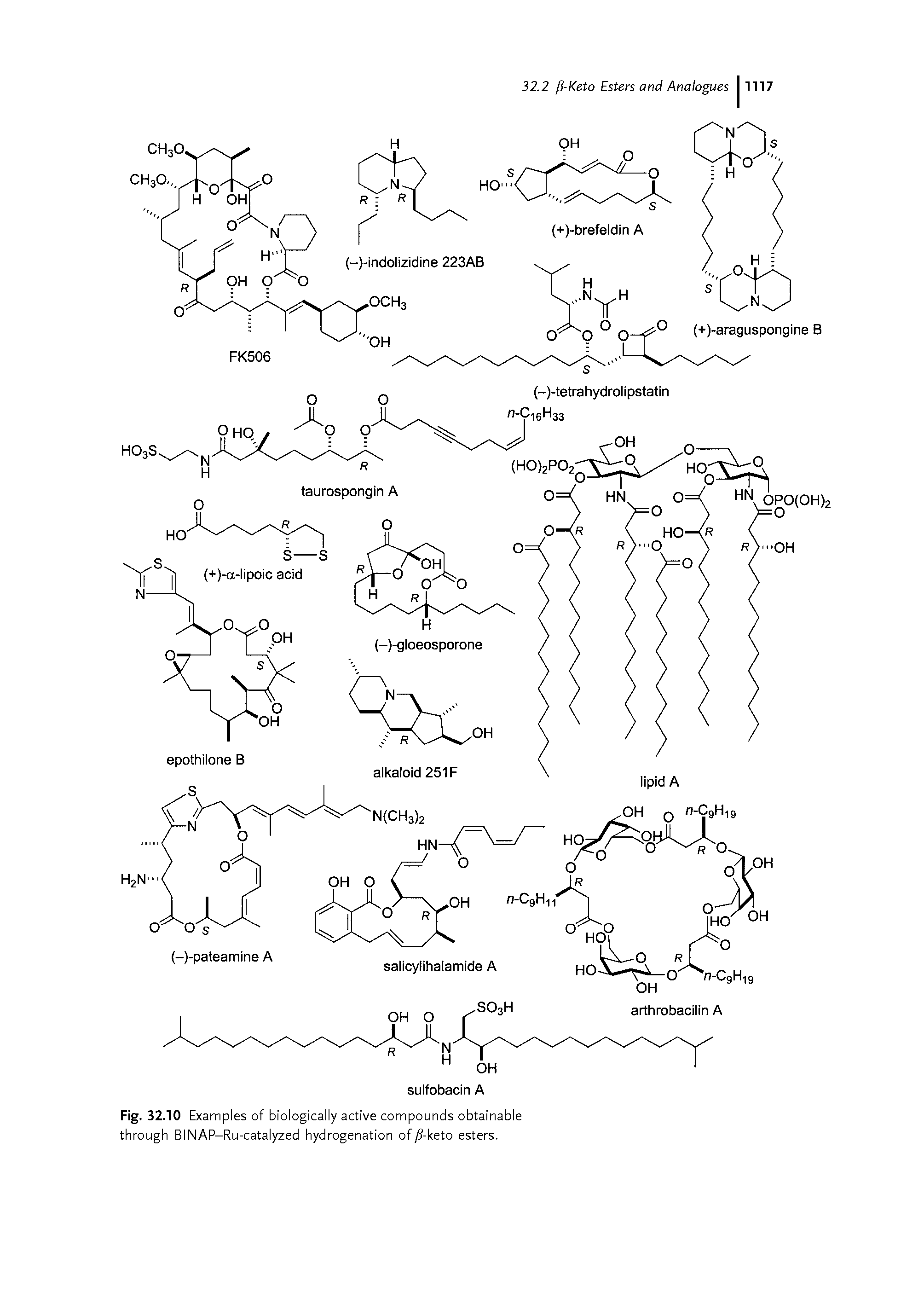 Fig. 32.10 Examples of biologically active compounds obtainable through BINAP-Ru-catalyzed hydrogenation of/ -keto esters.