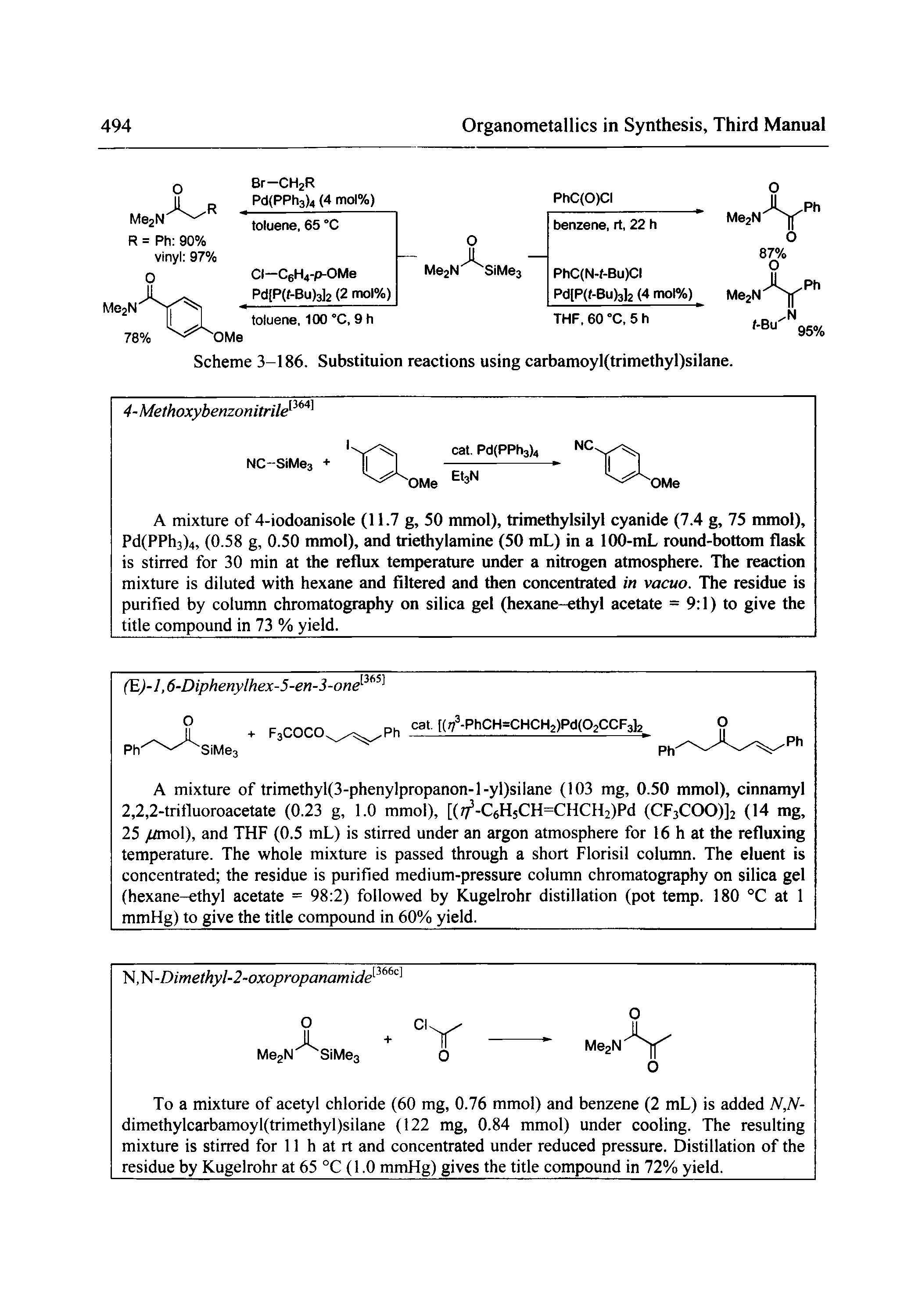 Scheme 3-186. Substituion reactions using carbamoyl(trimethyl)silane.