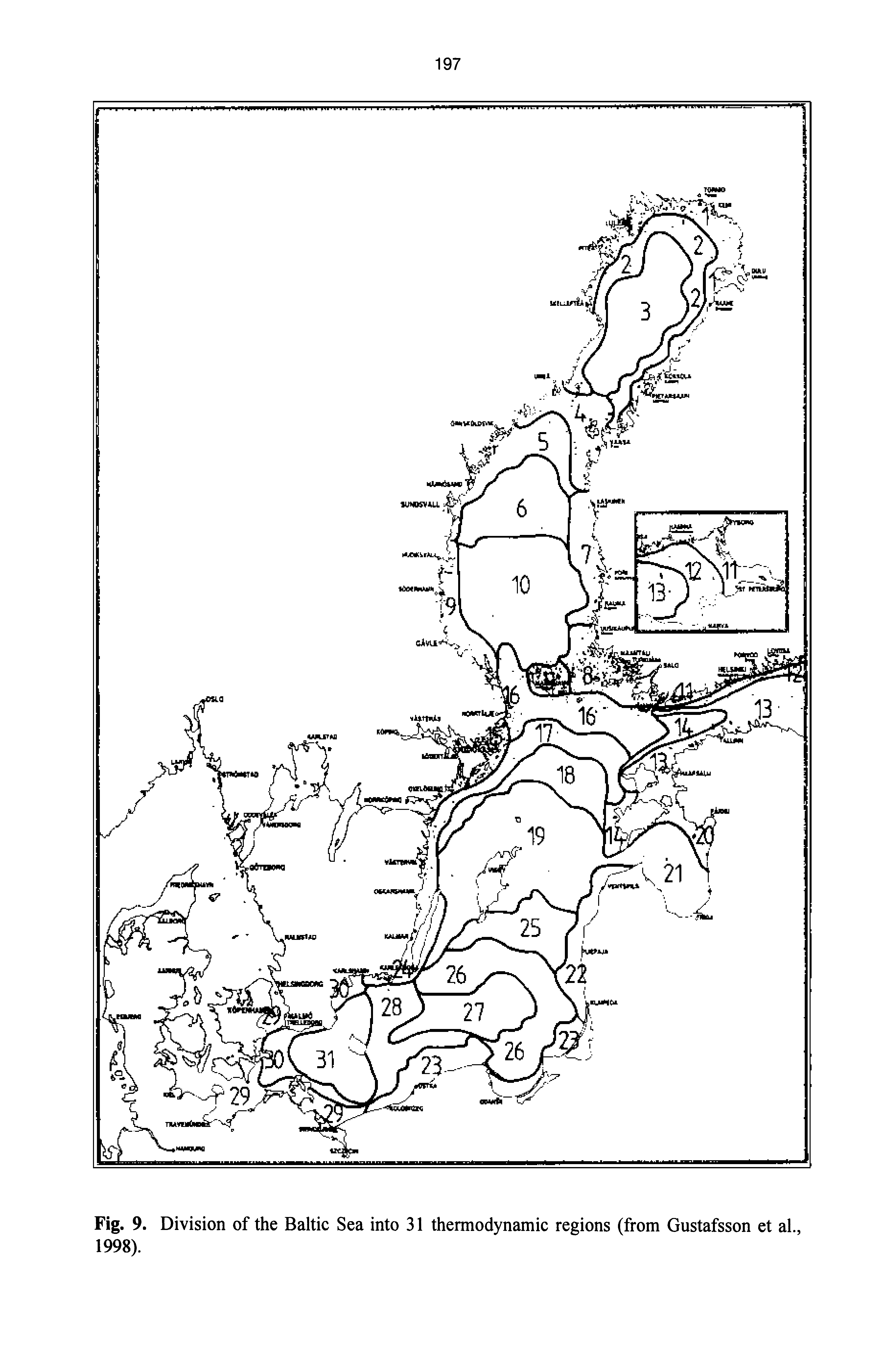 Fig. 9. Division of the Baltic Sea into 31 thermodynamic regions (from Gustafsson et al., 1998).