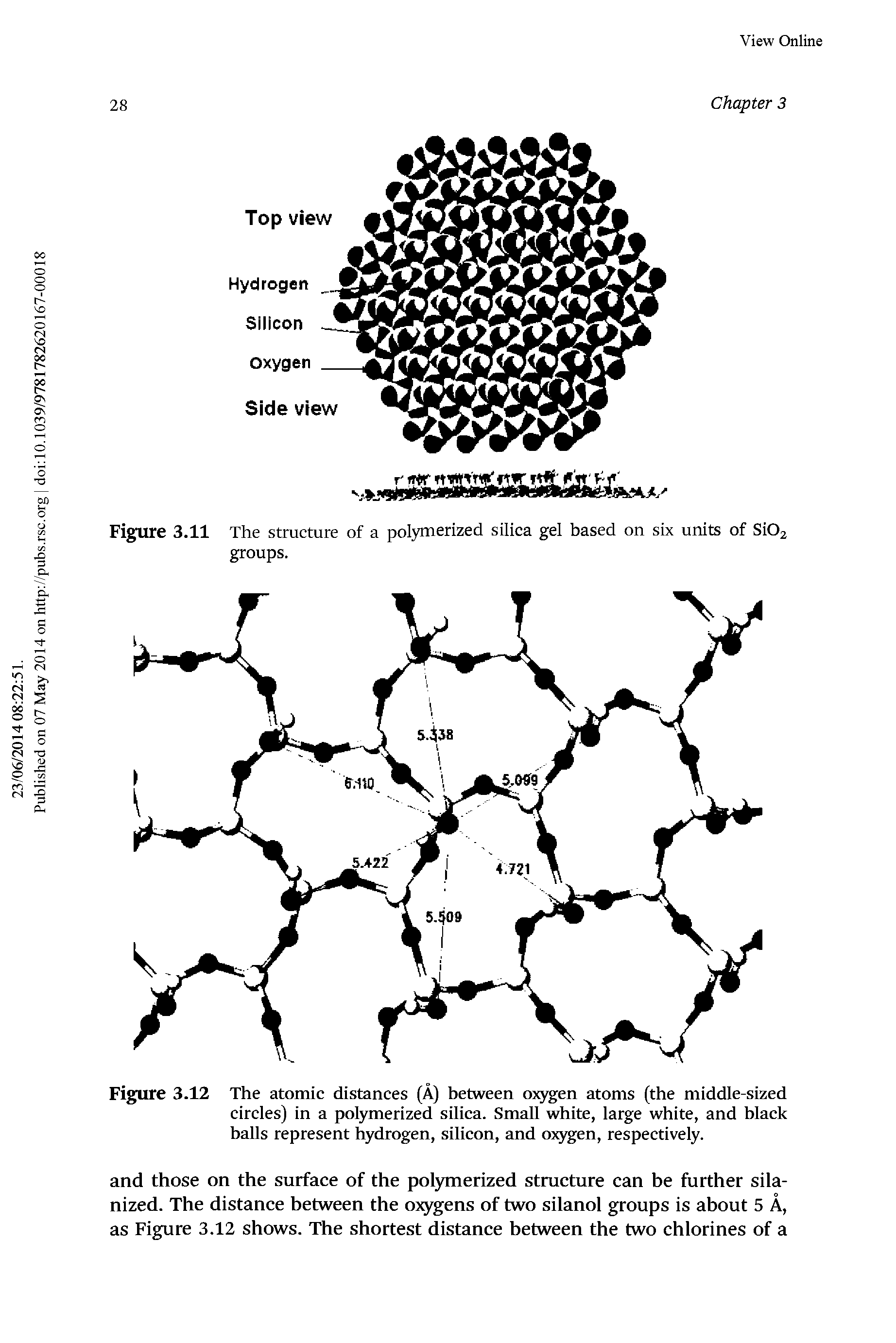 Figure 3.11 The structure of a polymerized silica gel based on six units of Si02 groups.