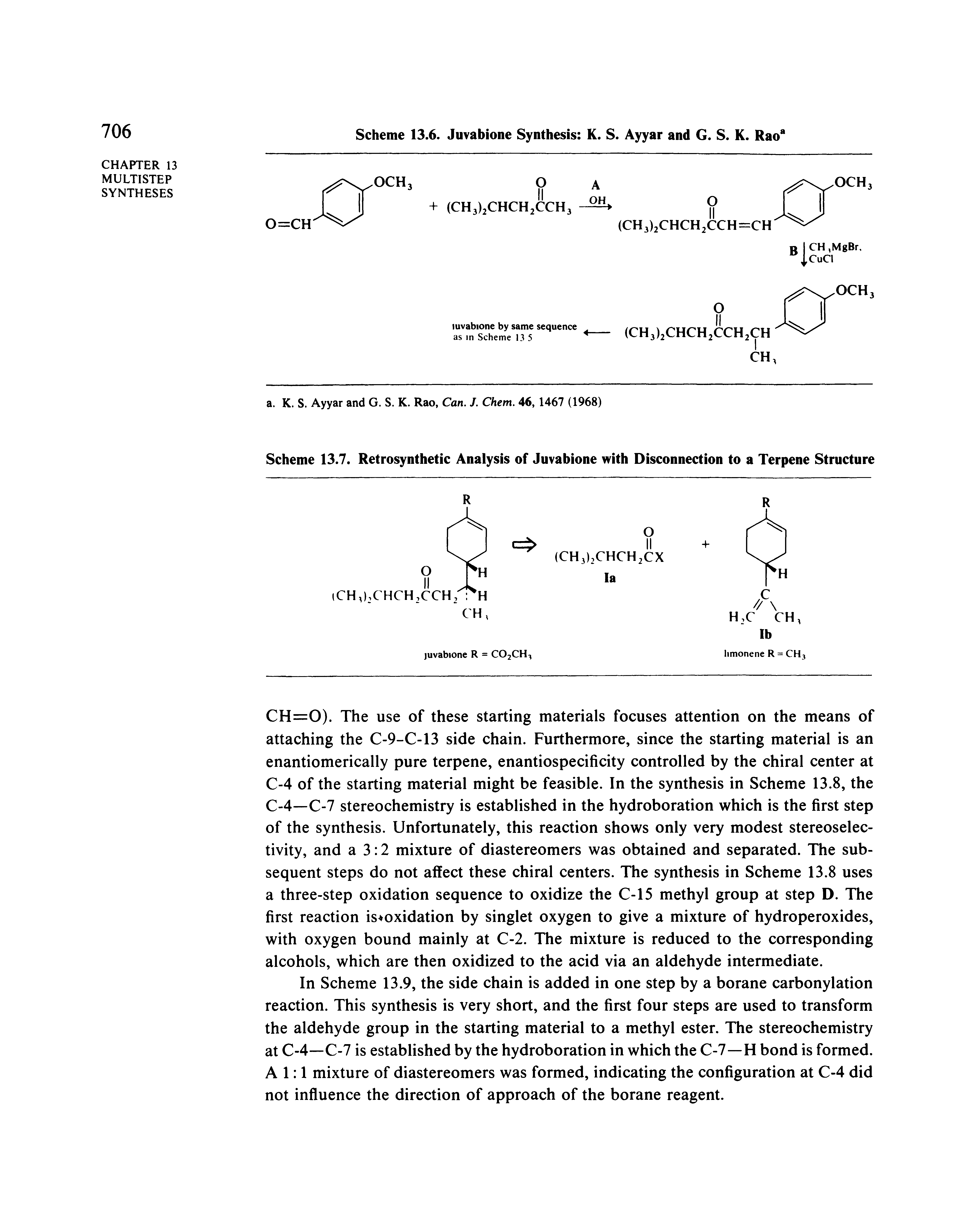 Scheme 13.7. Retrosynthetic Analysis of Juvabione with Disconnection to a Terpene Structure...