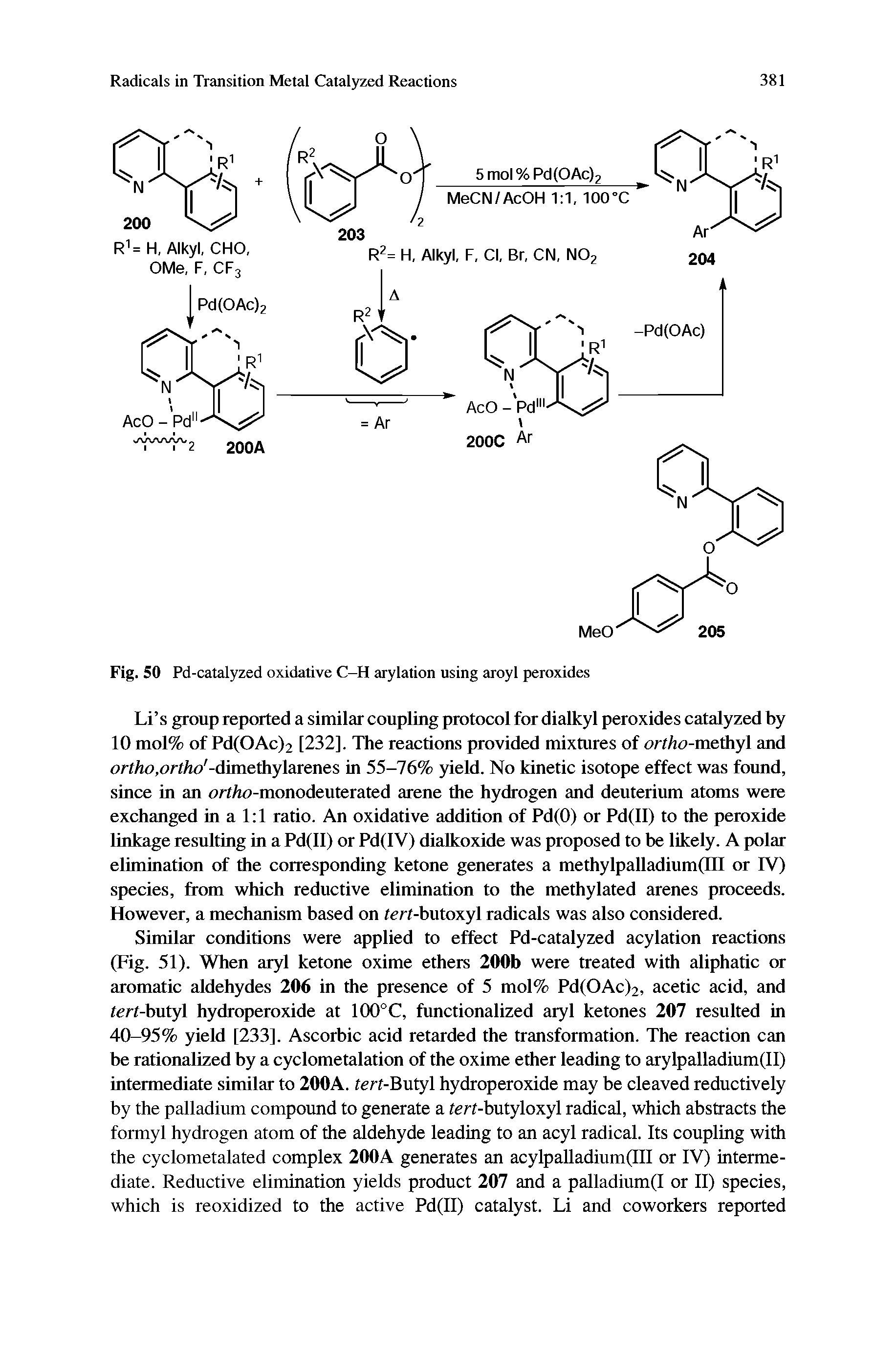 Fig. 50 Pd-catalyzed oxidative C-H arylation using aroyl peroxides...