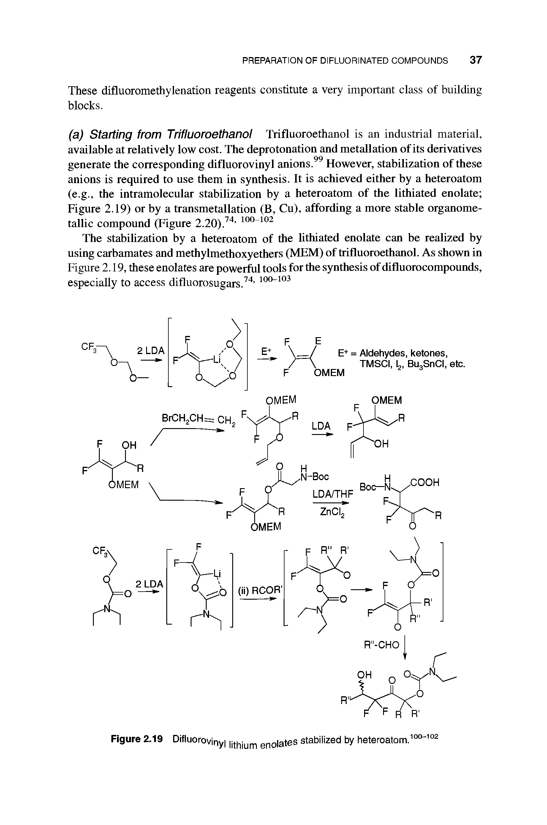 Figure 2.19 Difluorovinyl lithium enolates stabilized by heteroatom. ...