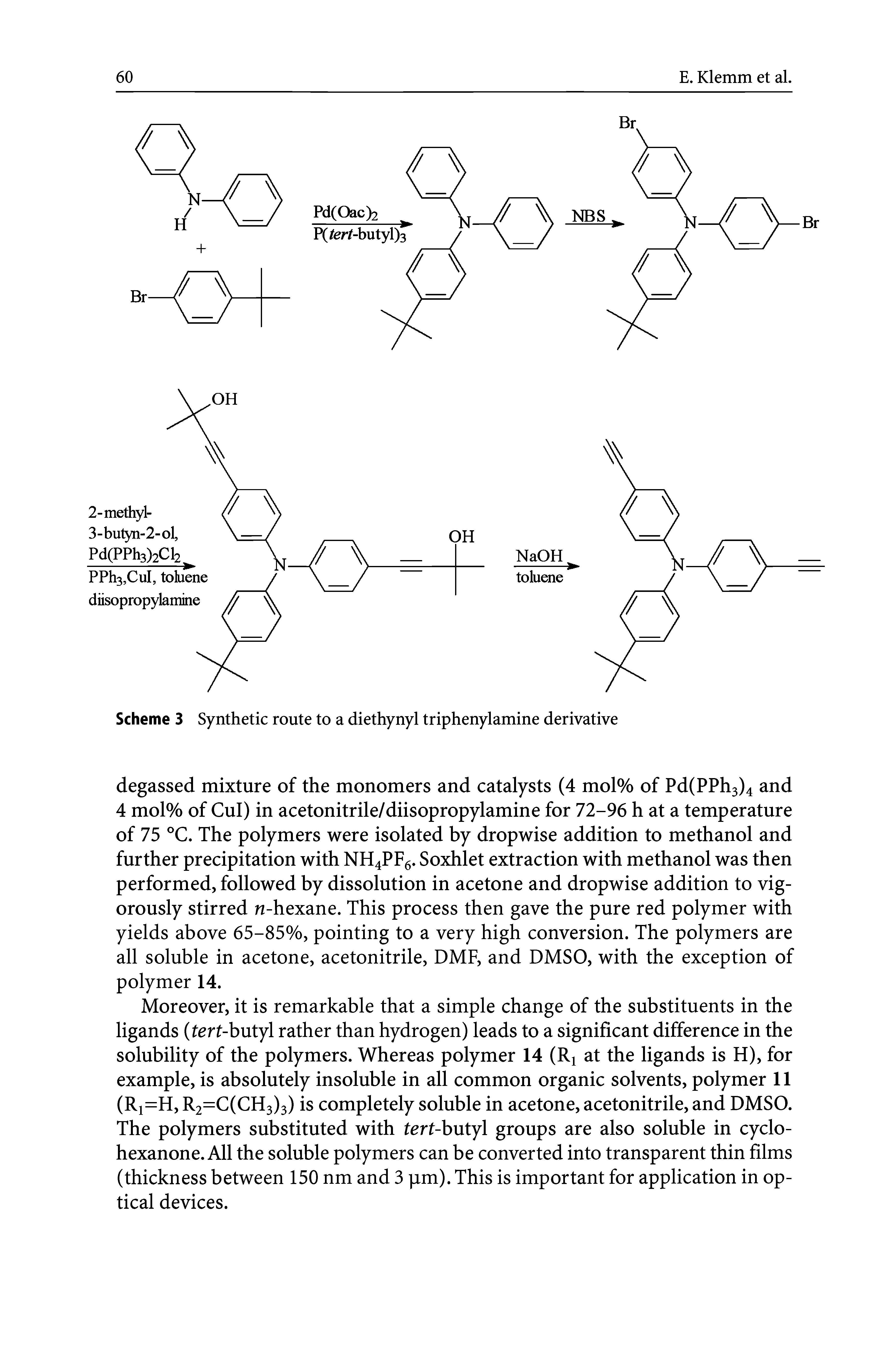 Scheme 3 Synthetic route to a diethynyl triphenylamine derivative...