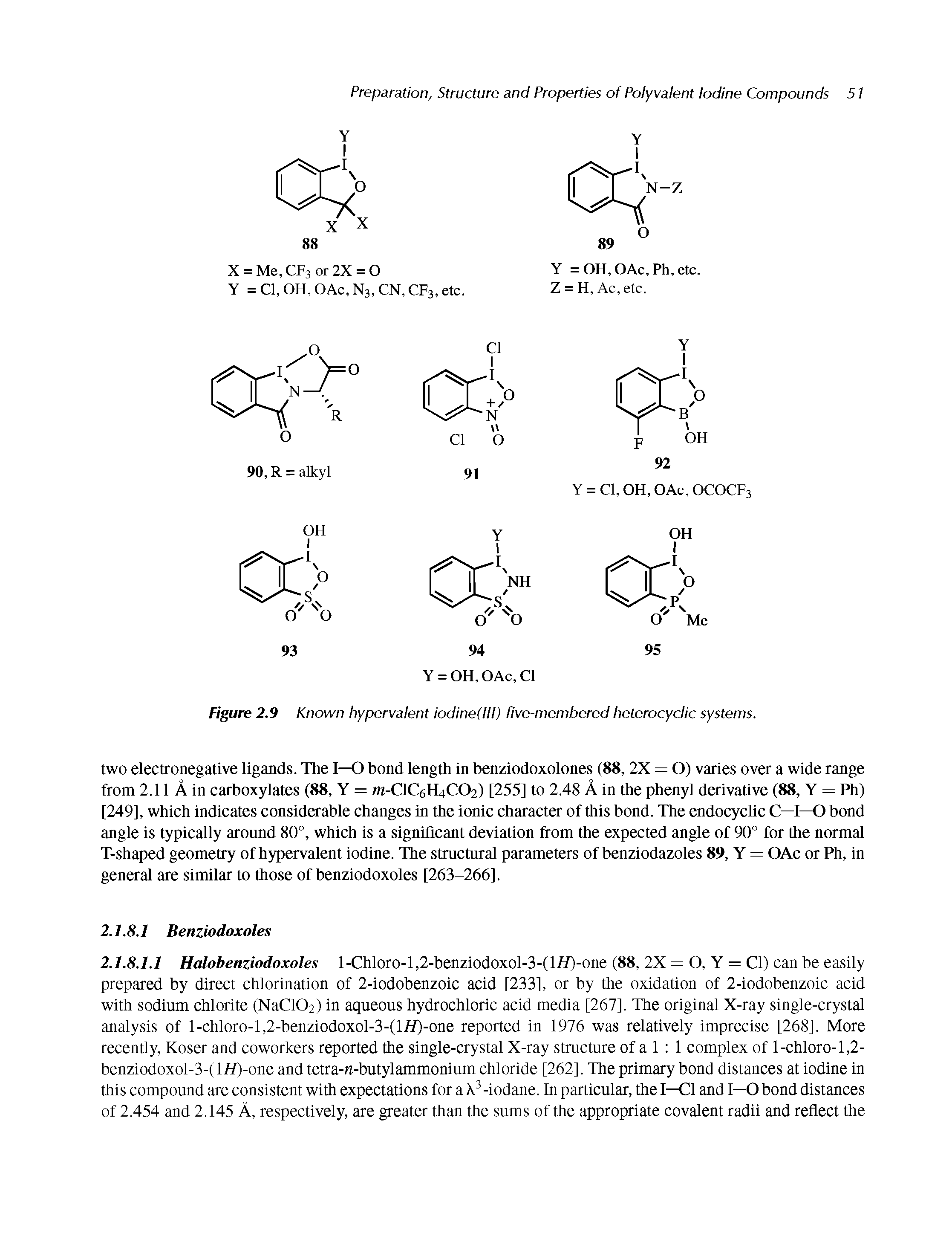Figure 2.9 Known hypervalent iodine(lll) five-membered heterocyclic systems.