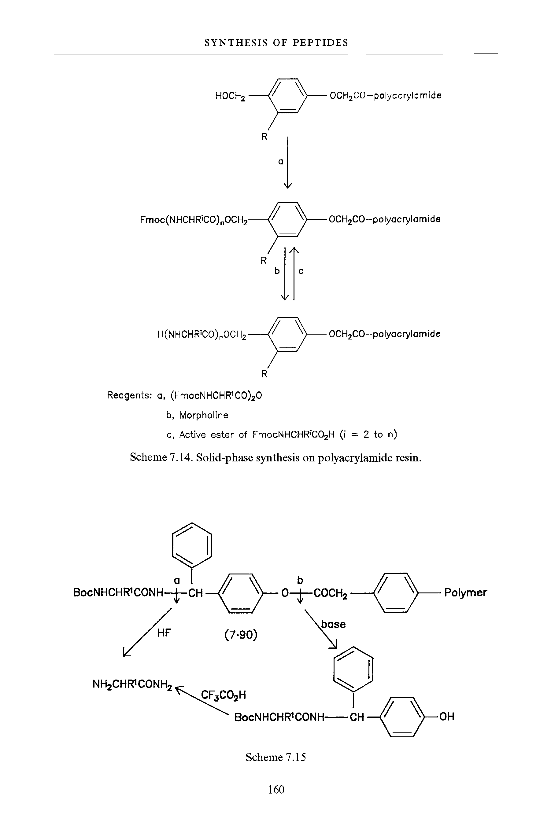 Scheme 7.14. Solid-phase synthesis on polyacrylamide resin.
