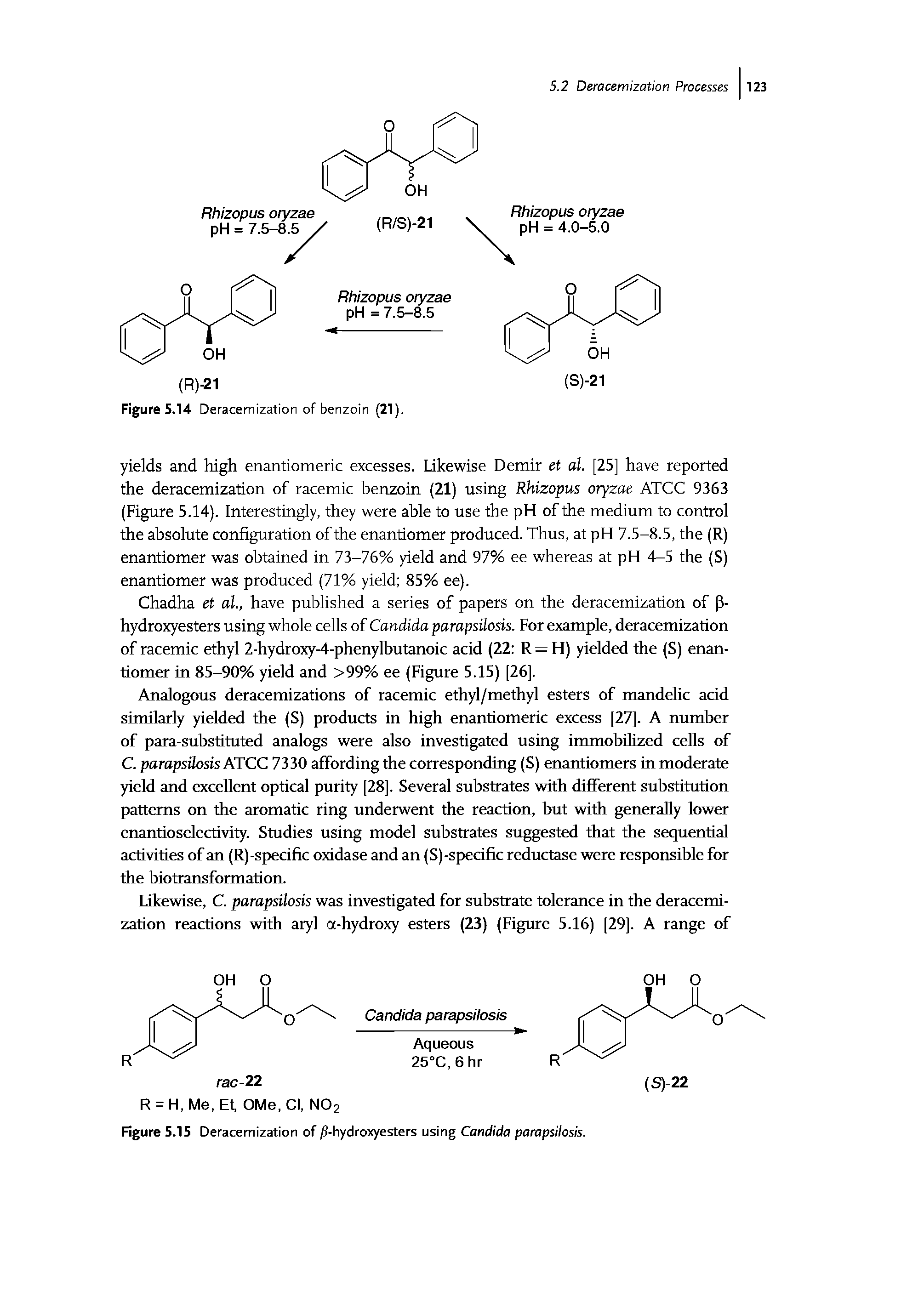 Figure 5.15 Deracemization of (3-hydroxyesters using Candida parapsilosis.