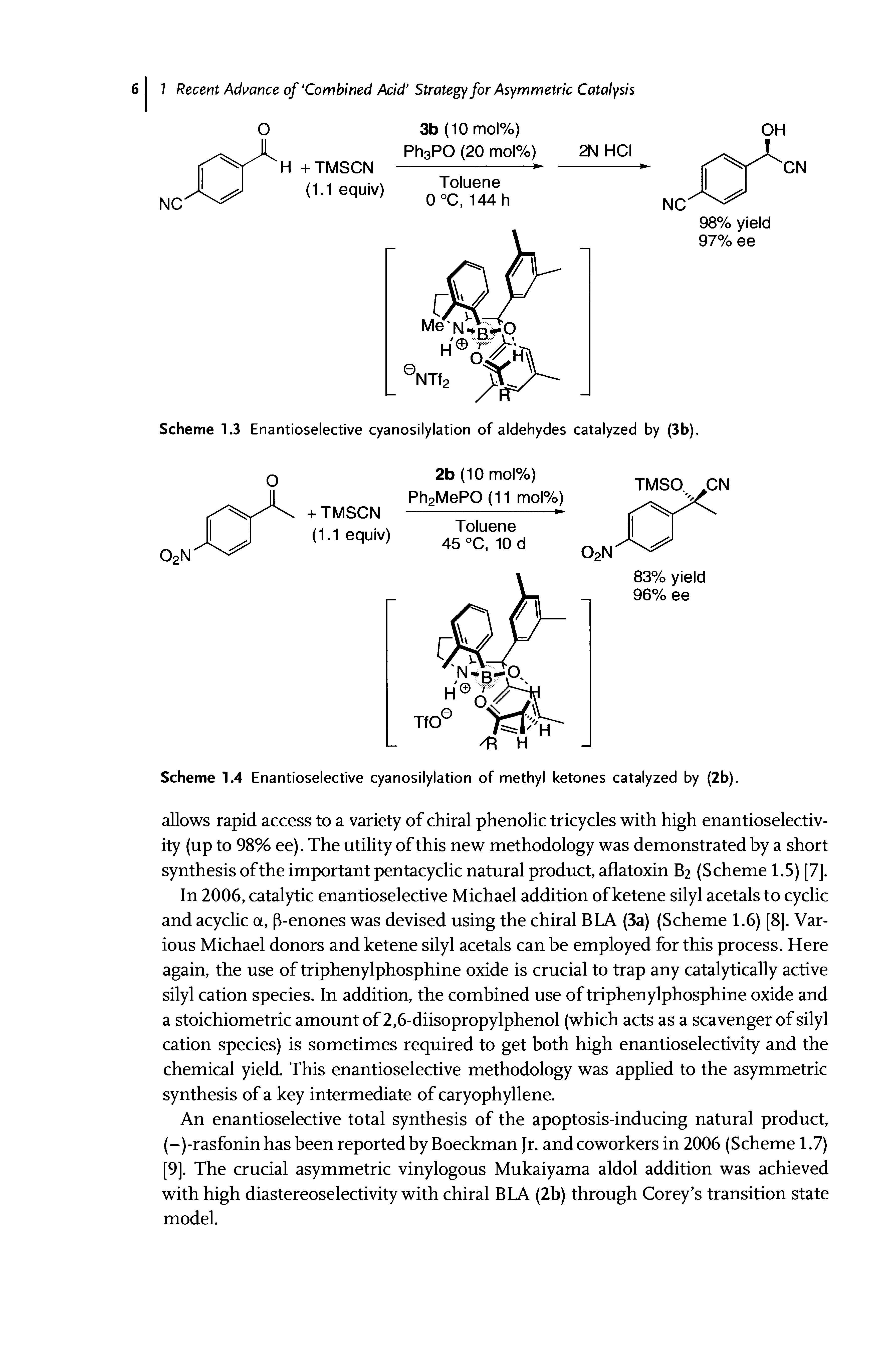 Scheme 1.4 Enantioselective cyanosilylation of methyl ketones catalyzed by (2b).