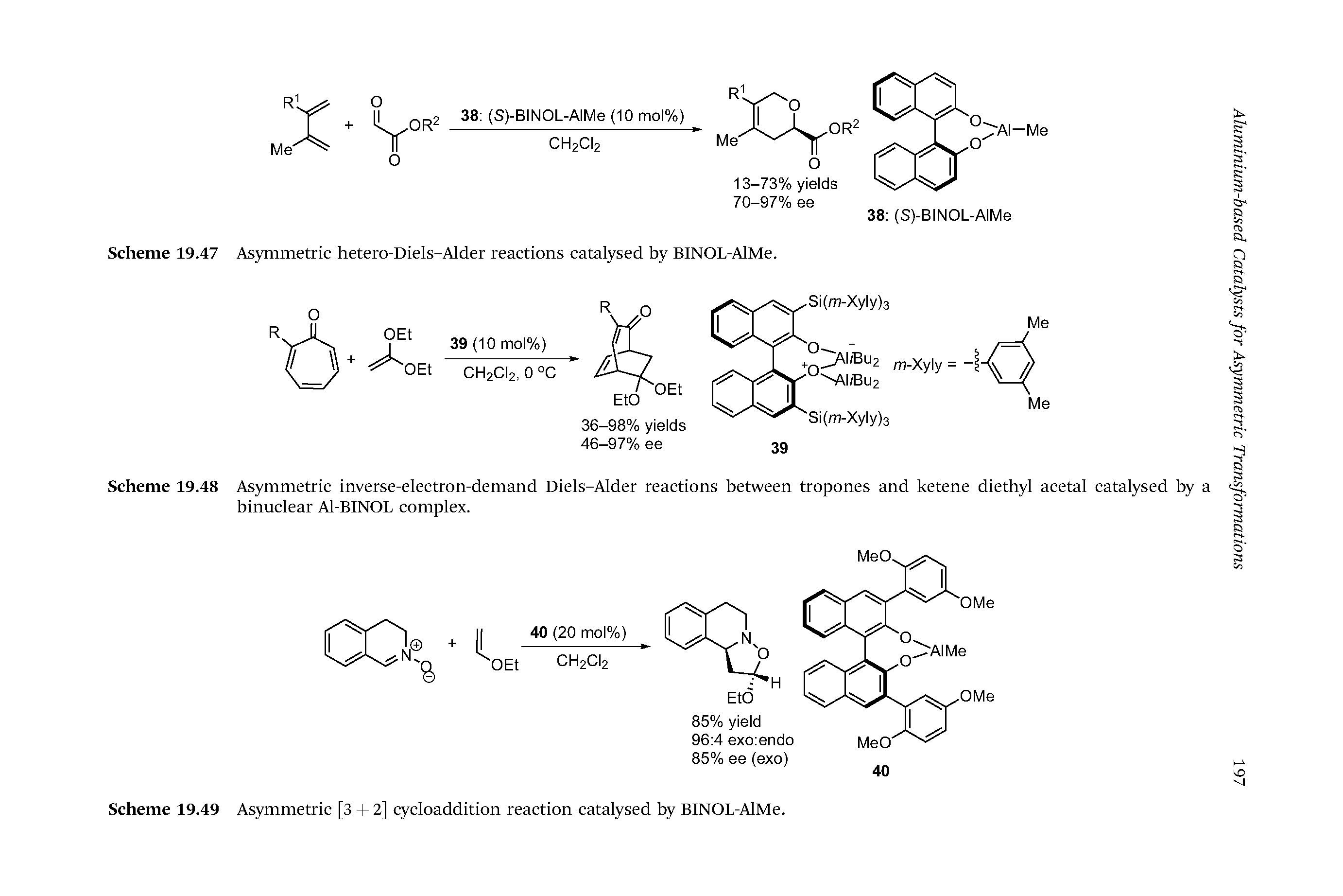 Scheme 19.47 Asymmetric hetero-Diels-Alder reactions catalysed by BINOL-AlMe.