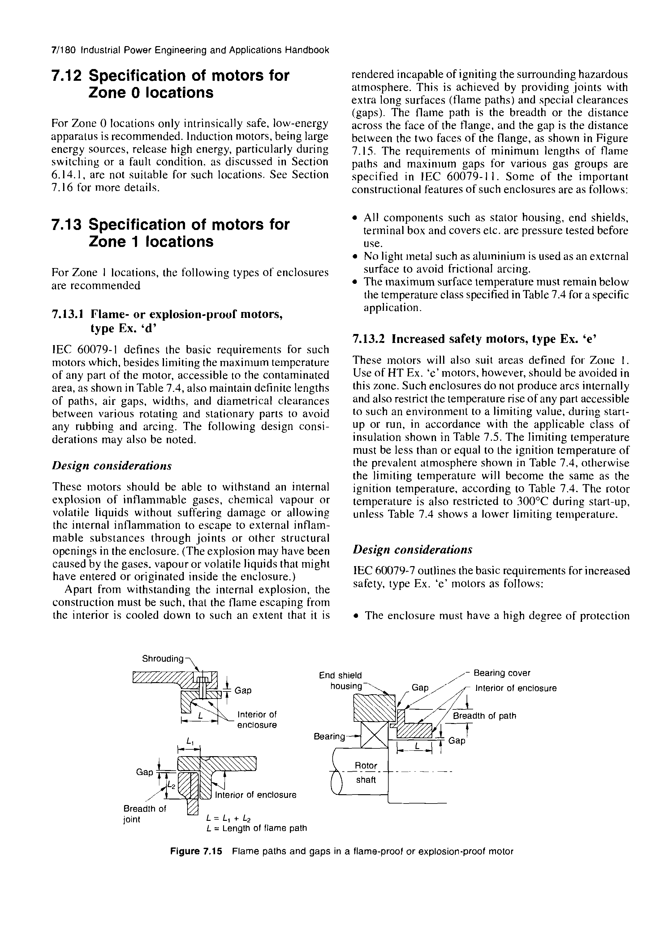 Figure 7.15 Flame paths and gaps in a flame-proof or explosion-proof motor...