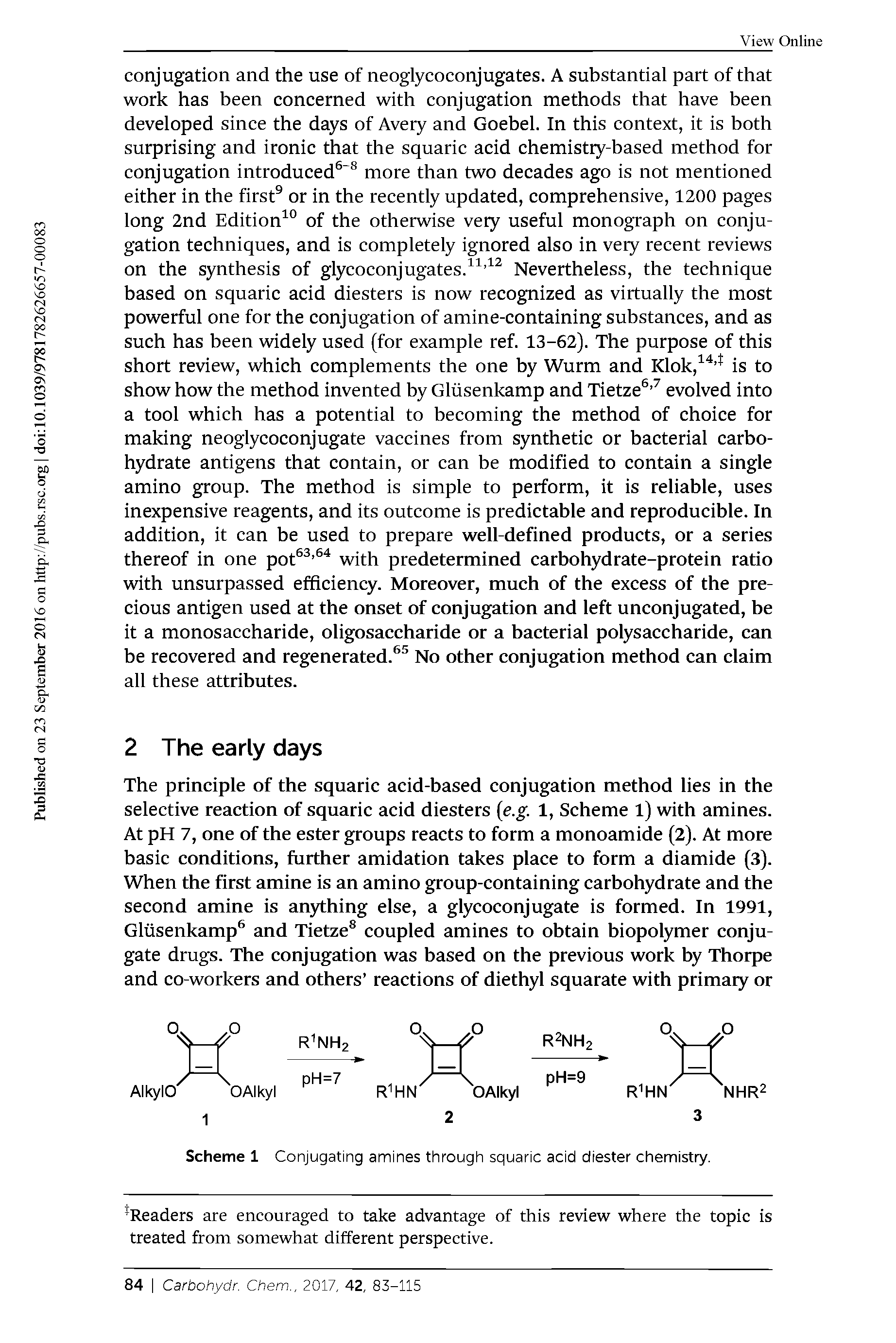 Scheme 1 Conjugating amines through squaric acid diester chemistry.