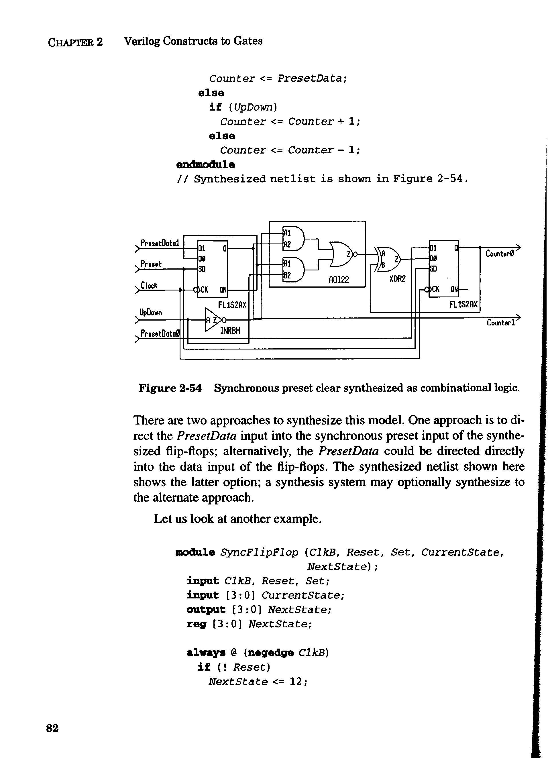 Figure 2-54 Synchronous preset clear synthesized as combinational logic.