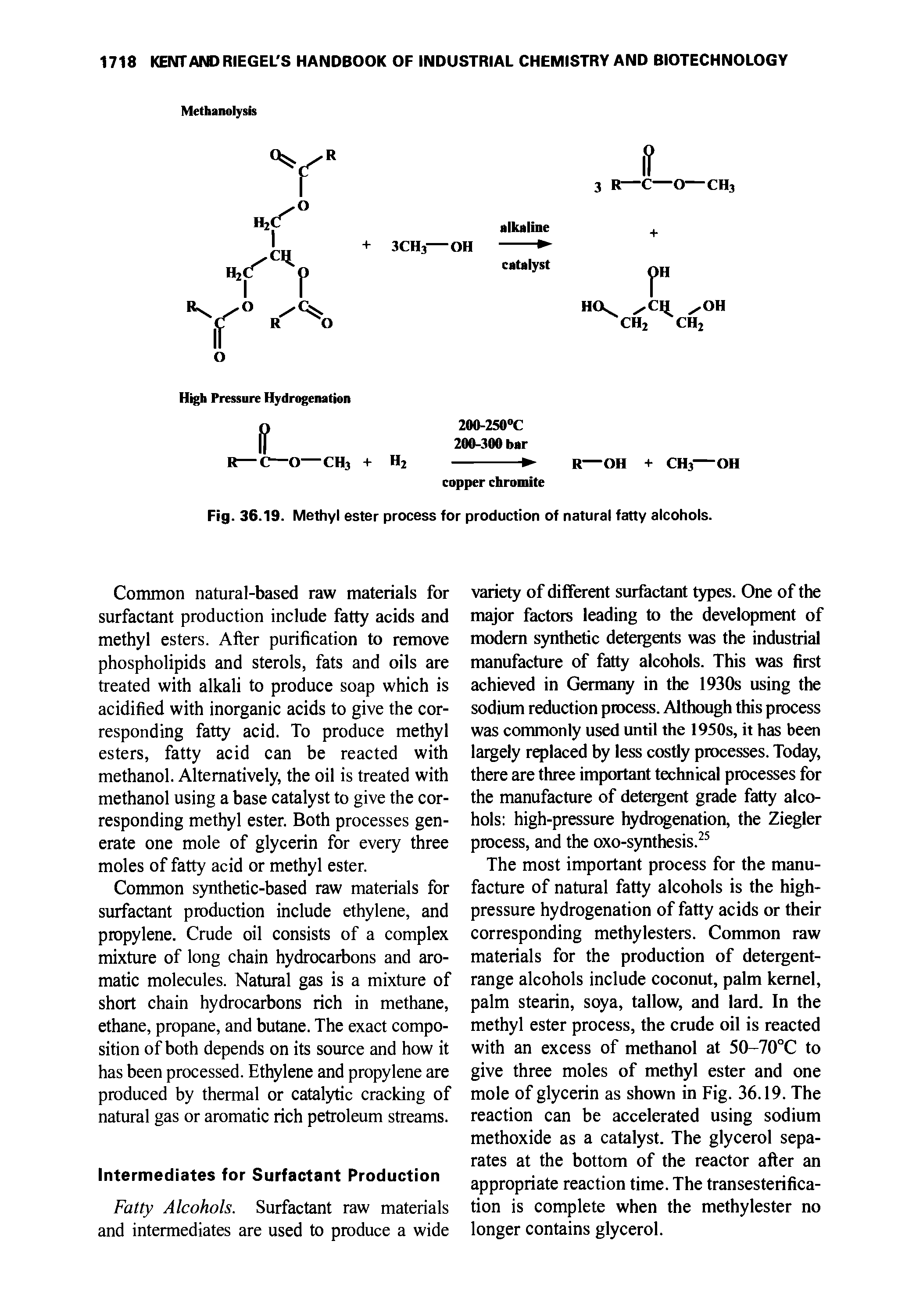 Fig. 36.19. Methyl ester process for production of natural fatty alcohols.