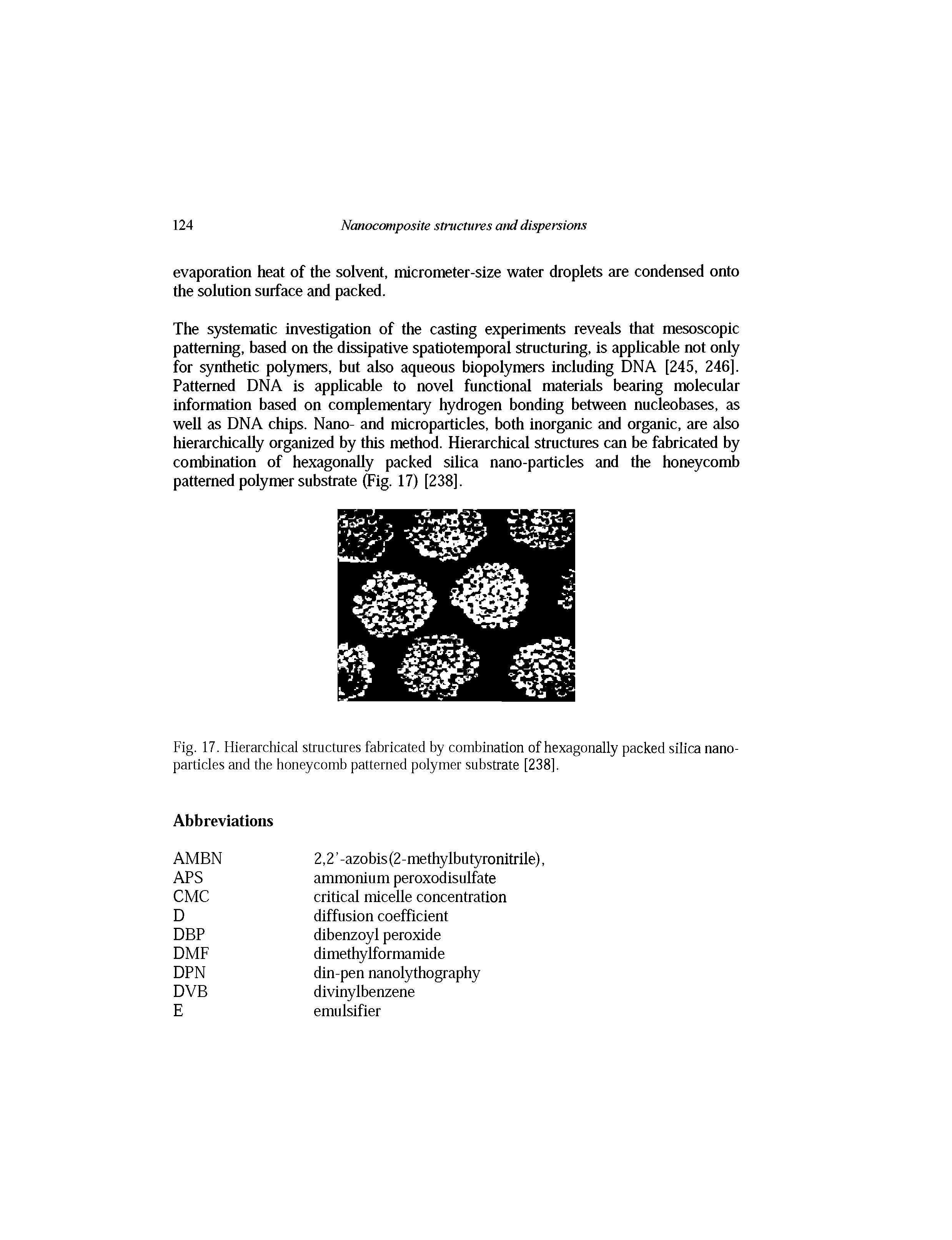 Fig. 17. Hierarchical structures fabricated by combination of hexagonally packed silica nanoparticles and the honeycomb patterned polymer substrate [238].