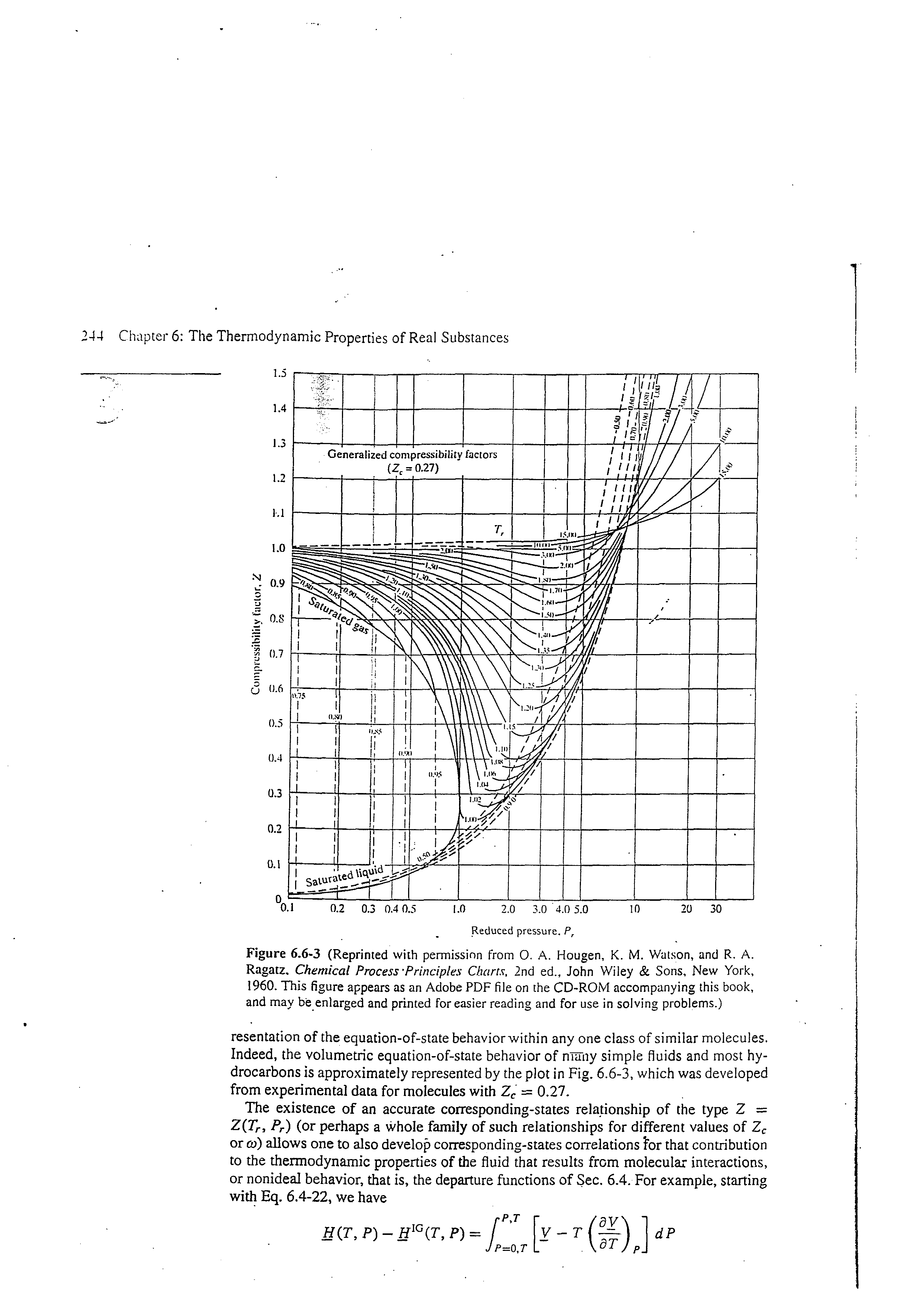 Figure 6.6-3 (Reprinted with permissinn from 0. A. Hougen, K. M. Watson, and R. A. Ragatz, Chemical Process Principles Charts, 2nd ed., John Wiley Sons, New York, I960. This figure appears as an Adobe PDF file on the CD-ROM accompanying this book, and may be enlarged and printed for easier reading and for use in solving problems.)...