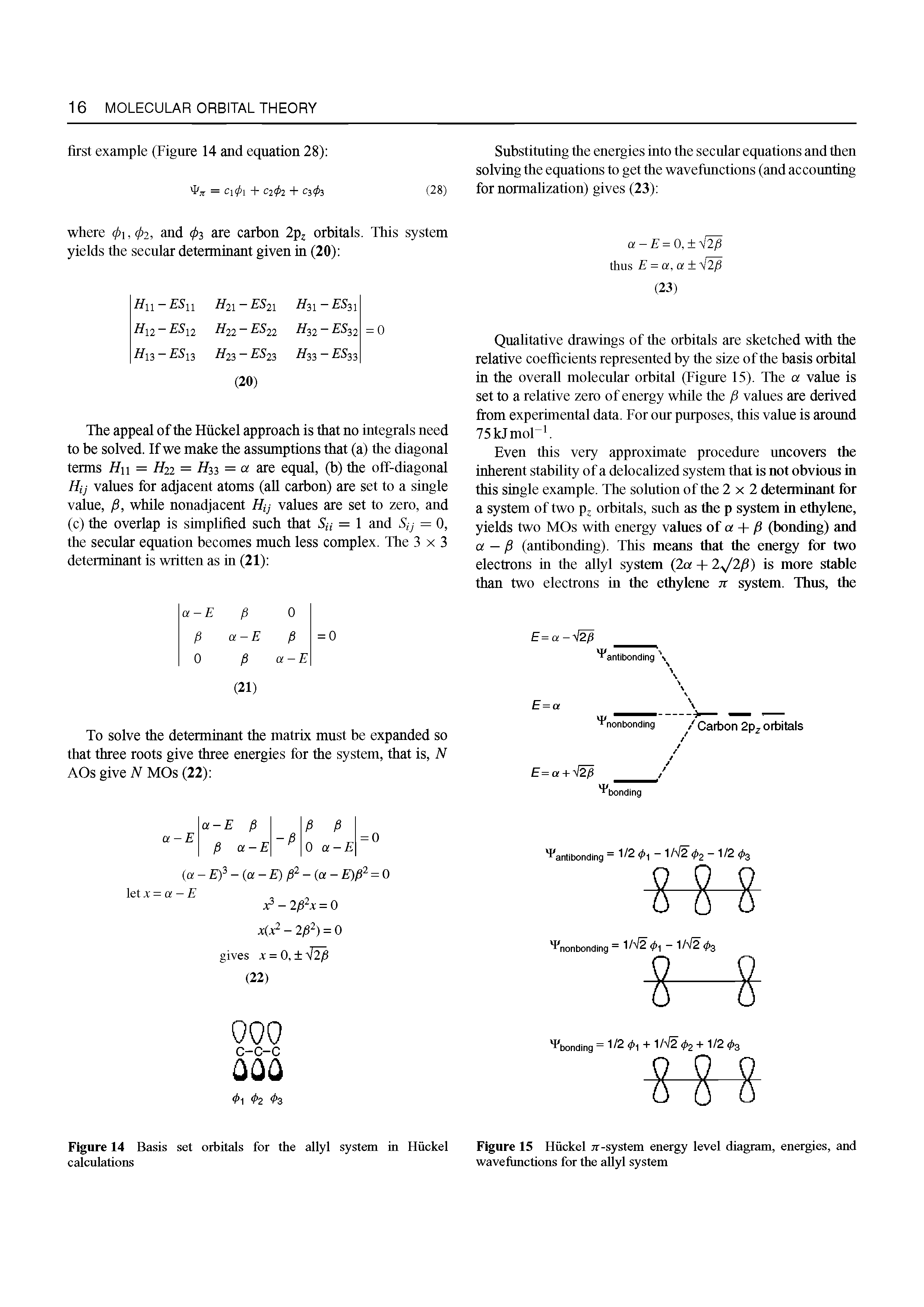 Figure 14 Basis set orbitals for the allyl system in Hiickel calculations...